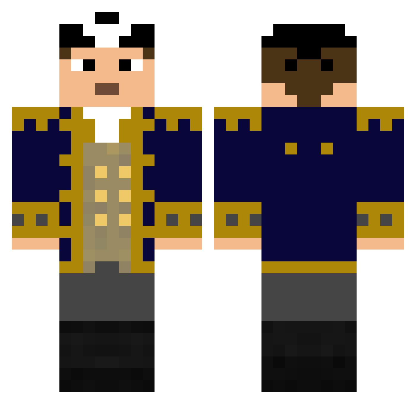 LivelyGoose Minecraft skin, front and back view