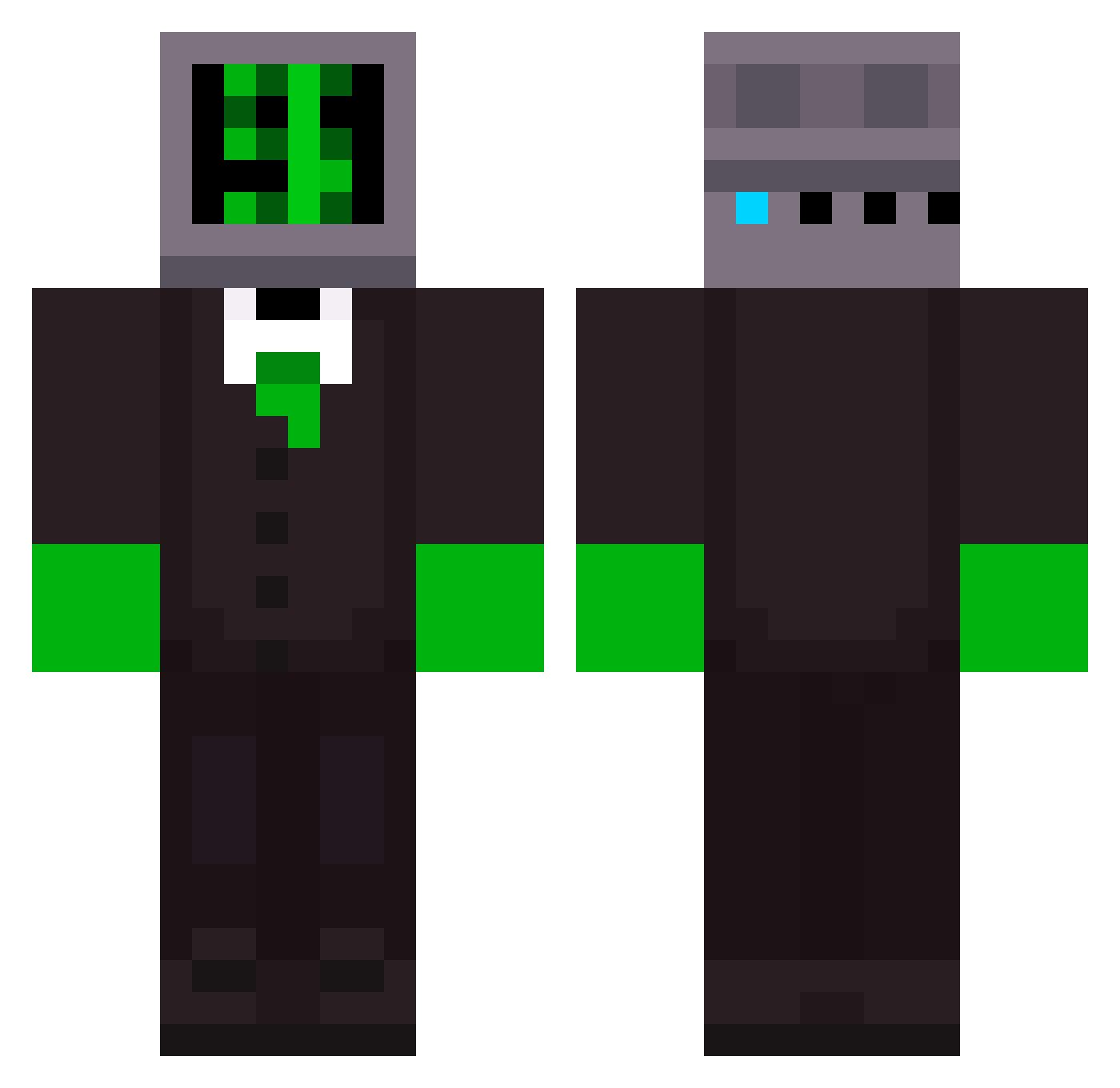 Da_Mr_Turtle Minecraft skin, front and back view