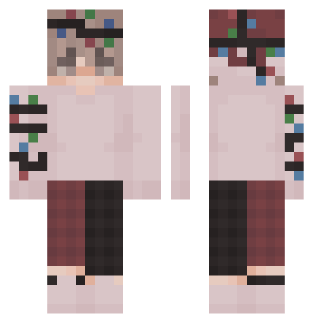 TJSighs Minecraft skin, front and back view