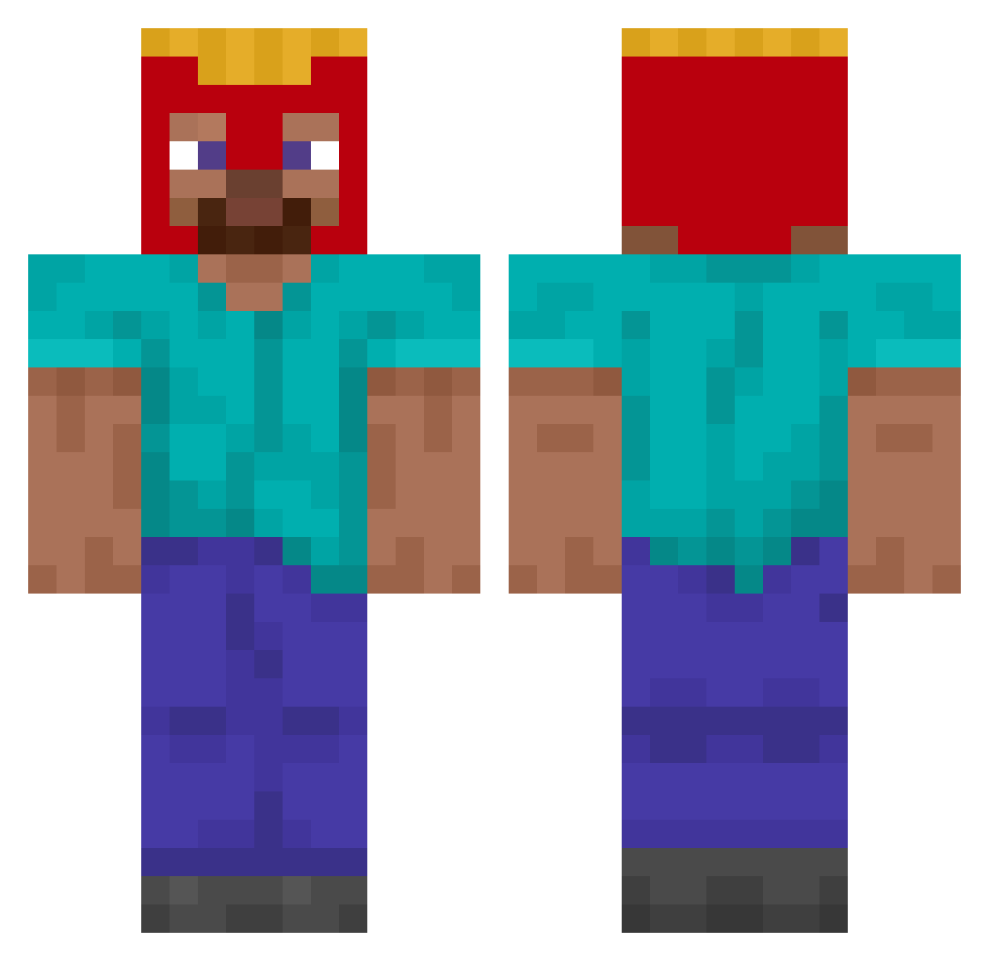 SSuigen Minecraft skin, front and back view
