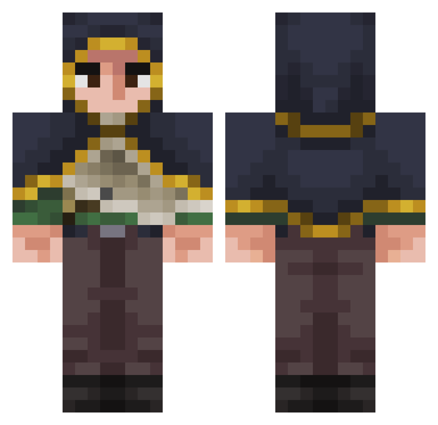 Stonewolfe Minecraft skin, front and back view