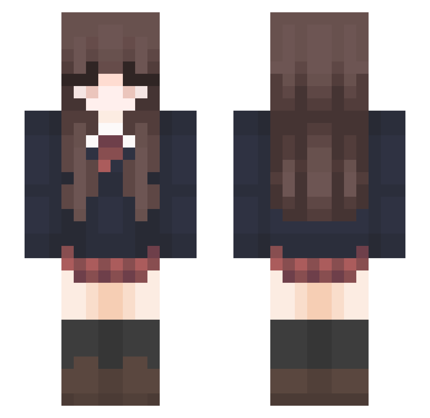 ayviah Minecraft skin, front and back view
