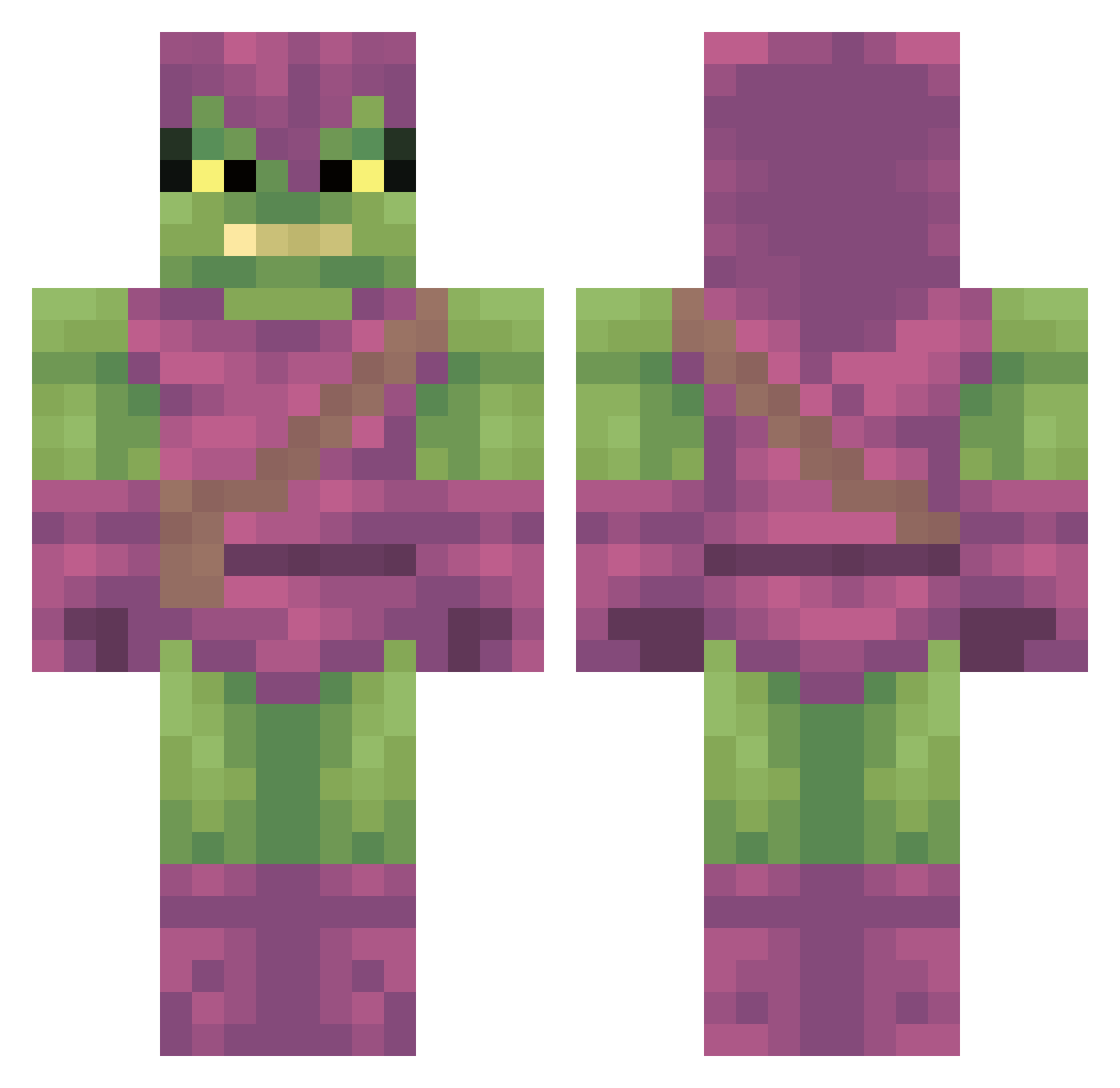 GREENGOBLlN Minecraft skin, front and back view