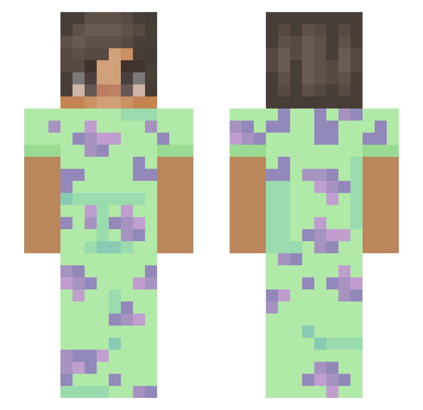 MsTatto Minecraft skin, front and back view