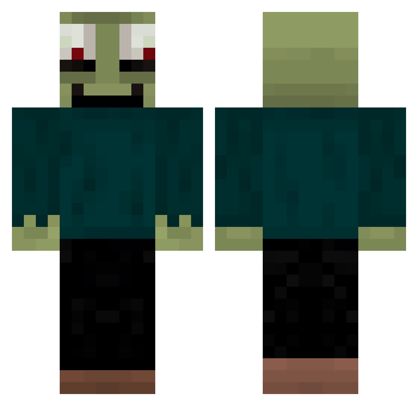pun1sh3rr Minecraft skin, front and back view