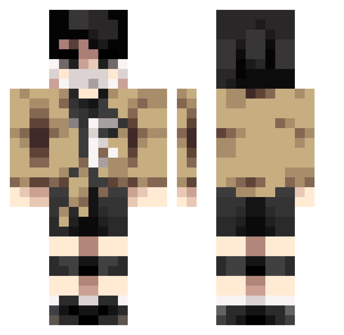 HYDYC Minecraft skin, front and back view