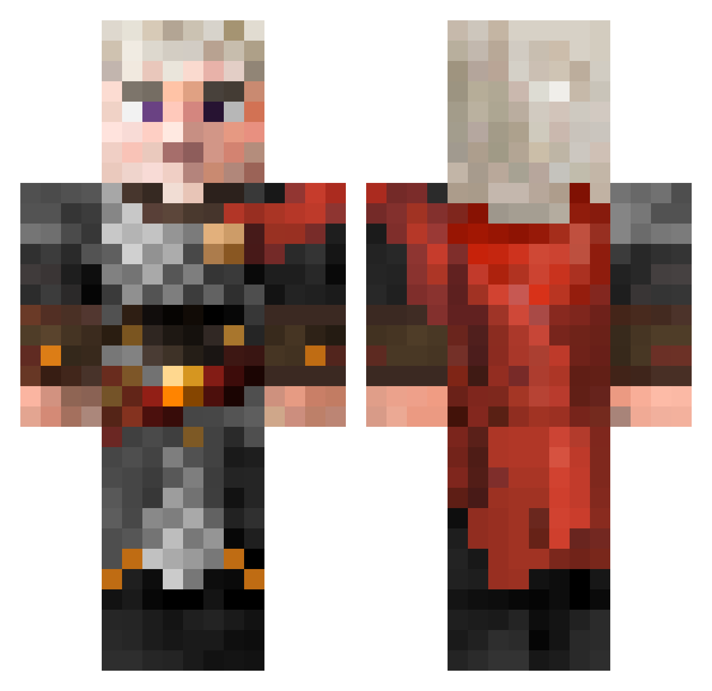 Yackito2014 Minecraft skin, front and back view