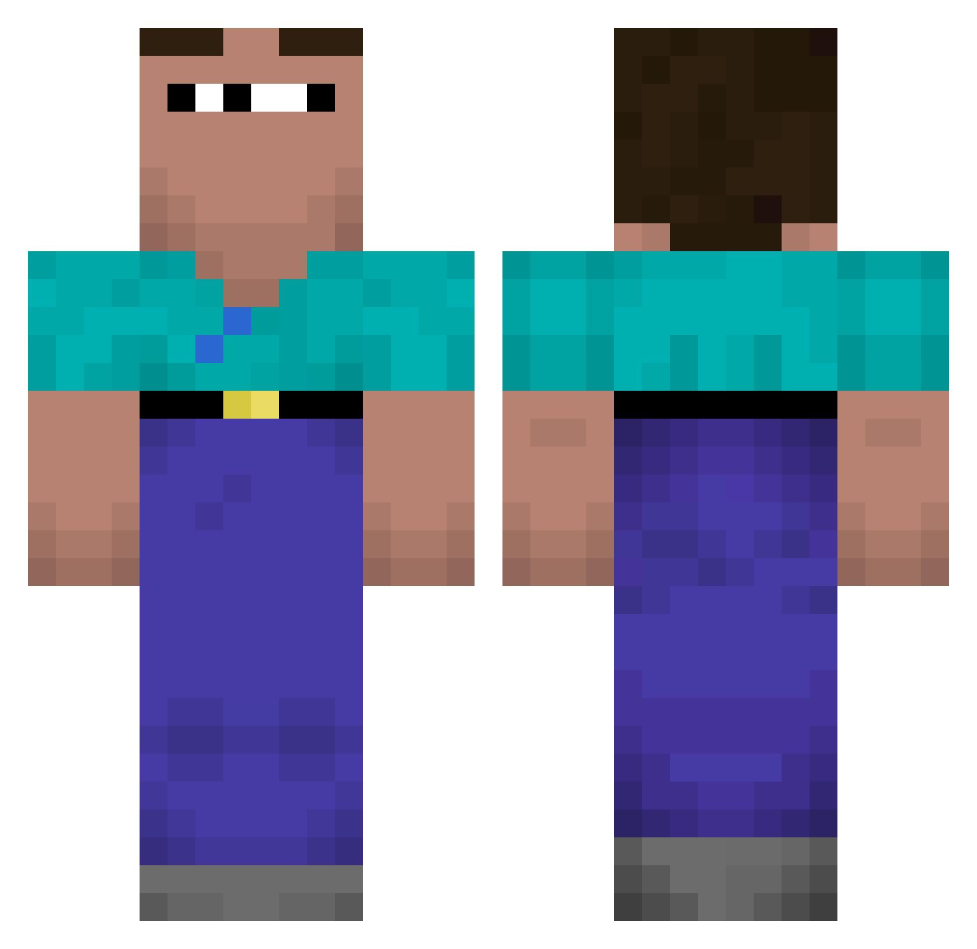 Xyoxc Minecraft skin, front and back view