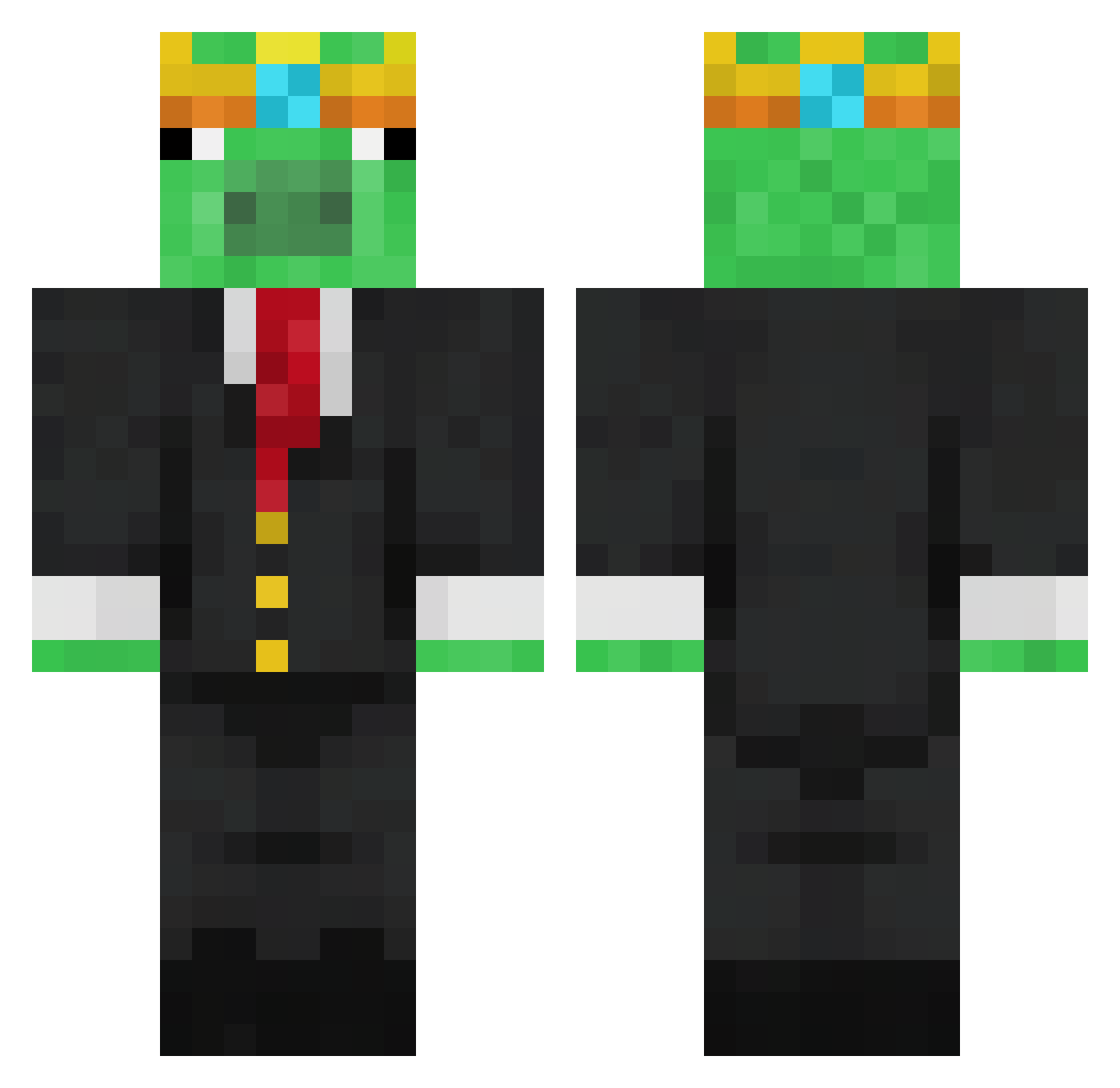 SaltyPhig Minecraft skin, front and back view