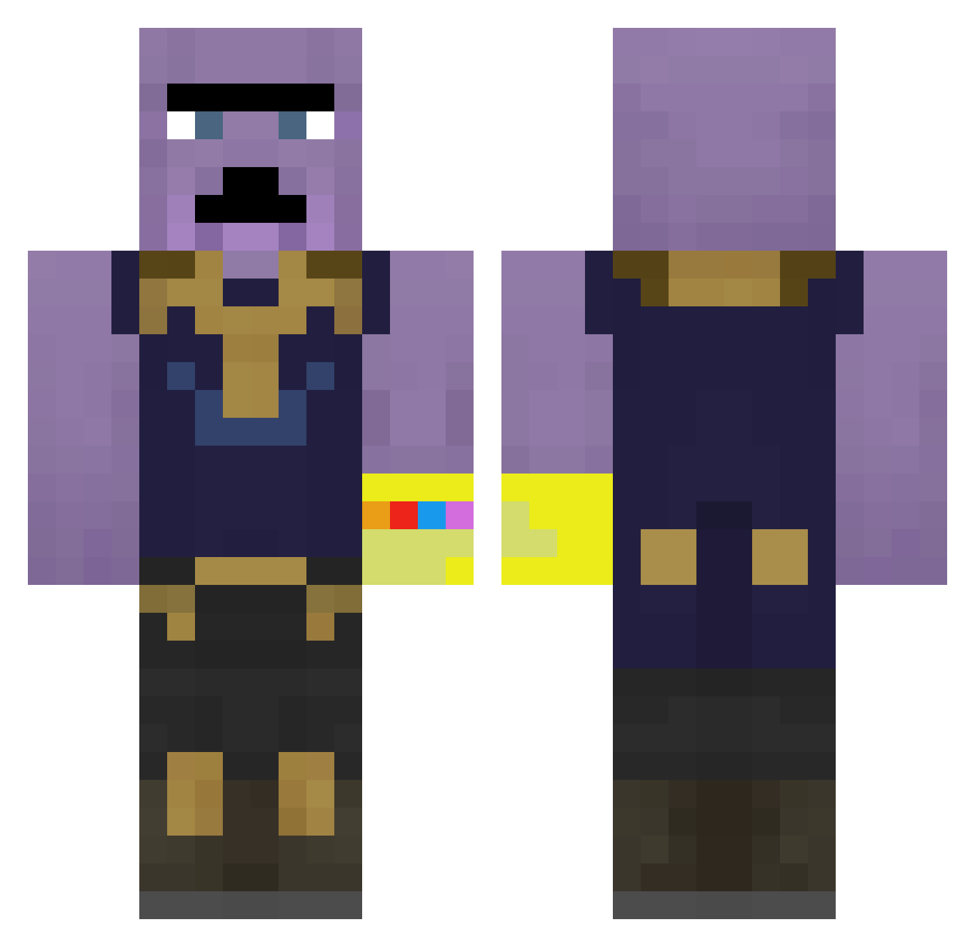 Flyridere Minecraft skin, front and back view