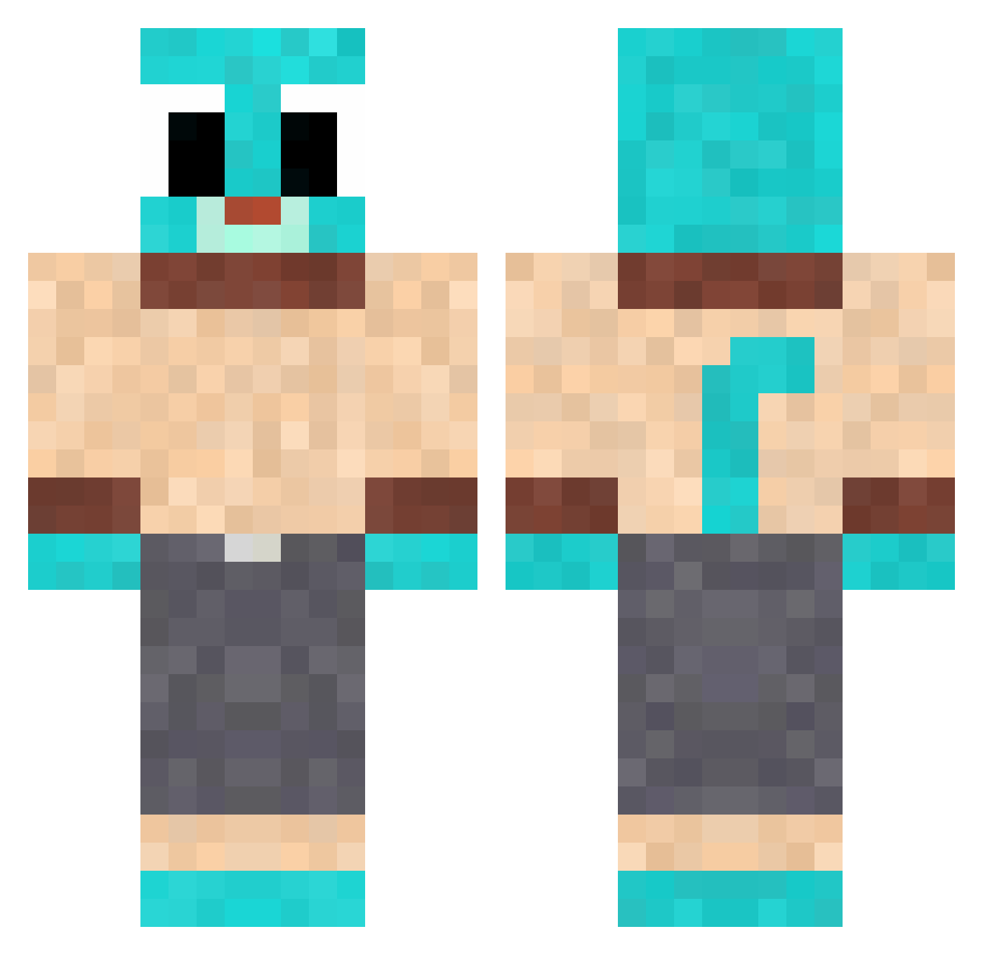 Deliberately Minecraft skin, front and back view