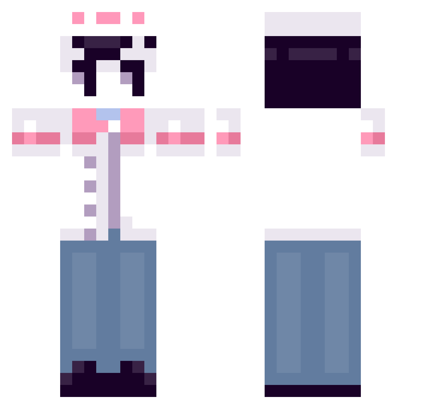 Kai0us Minecraft skin, front and back view