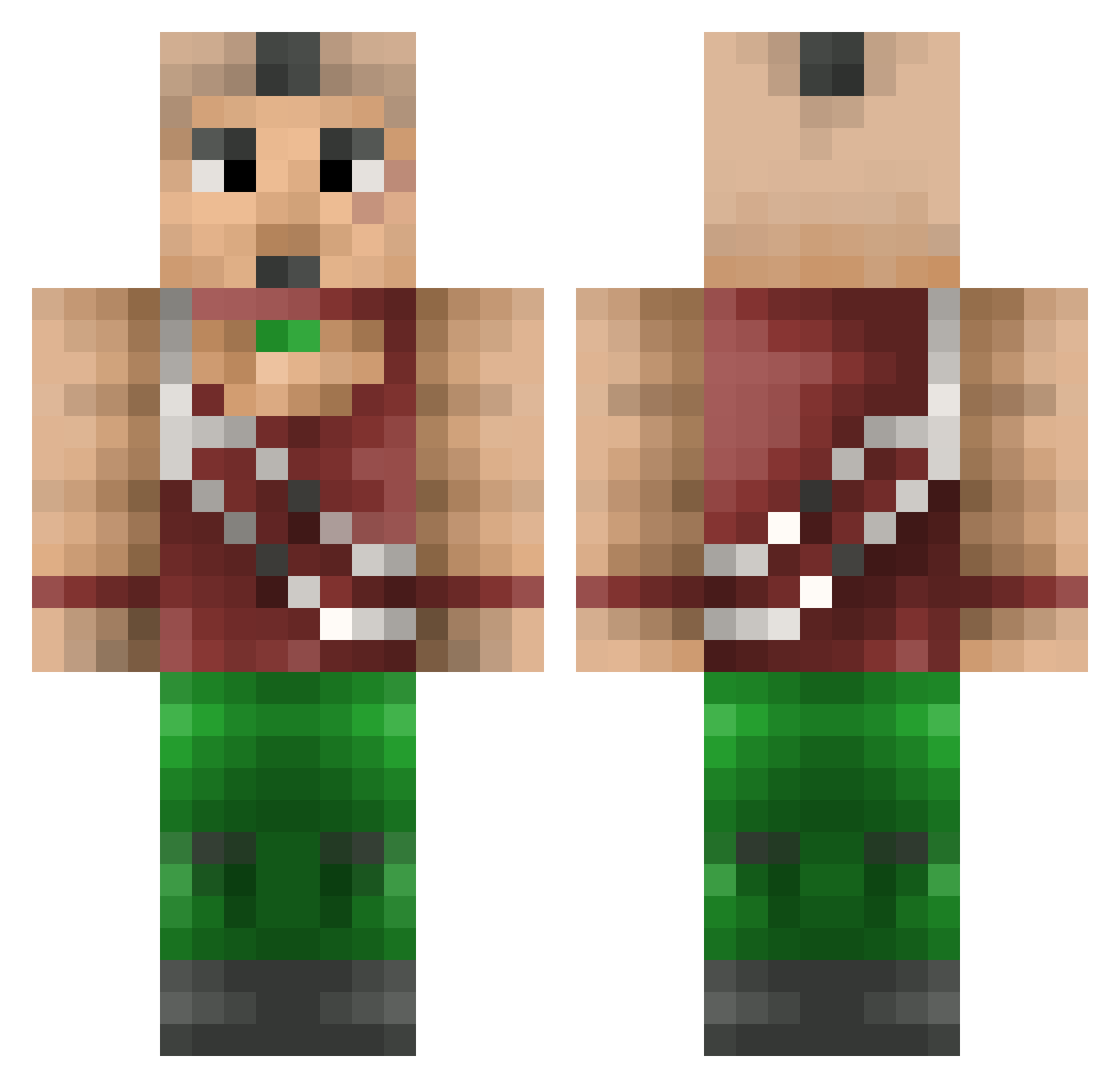 33k Minecraft skin, front and back view