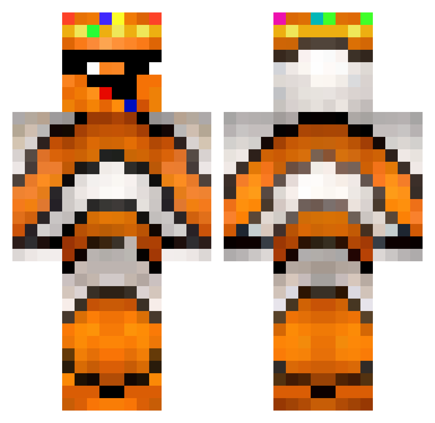 Fudgeboard Minecraft skin, front and back view
