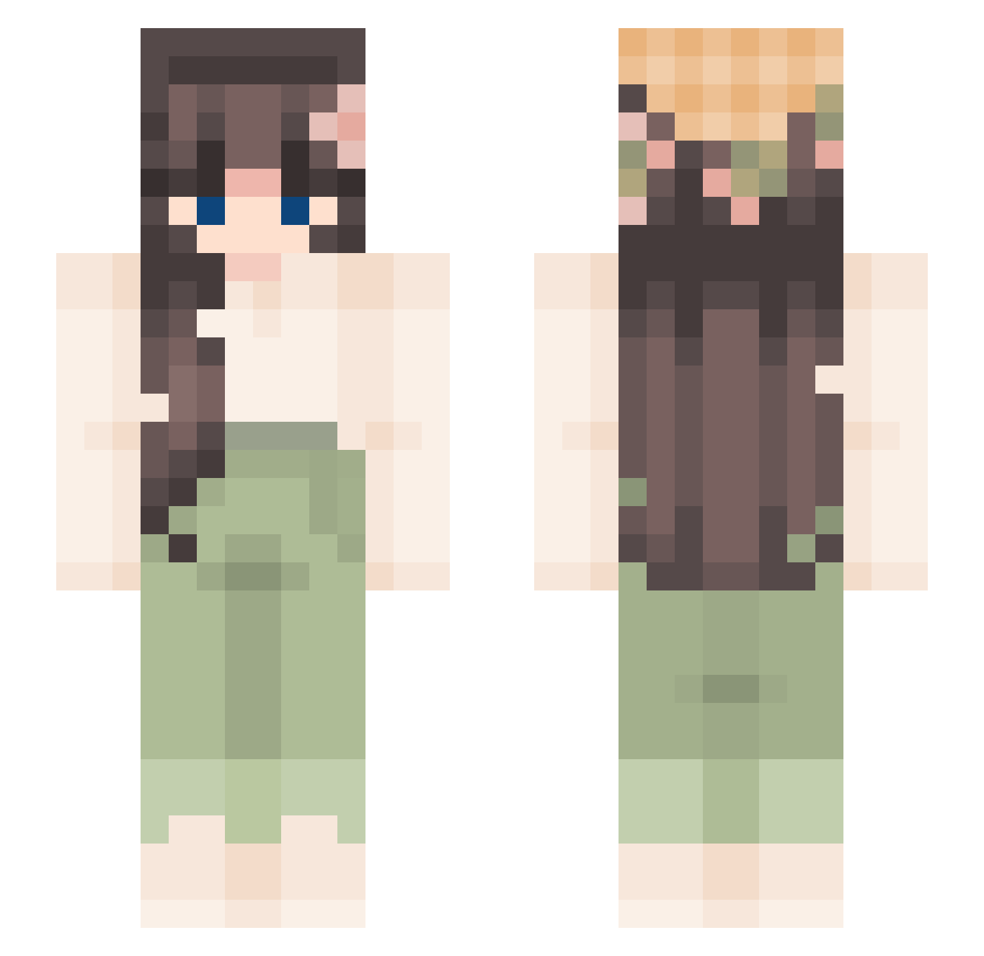 Becca Minecraft skin, front and back view