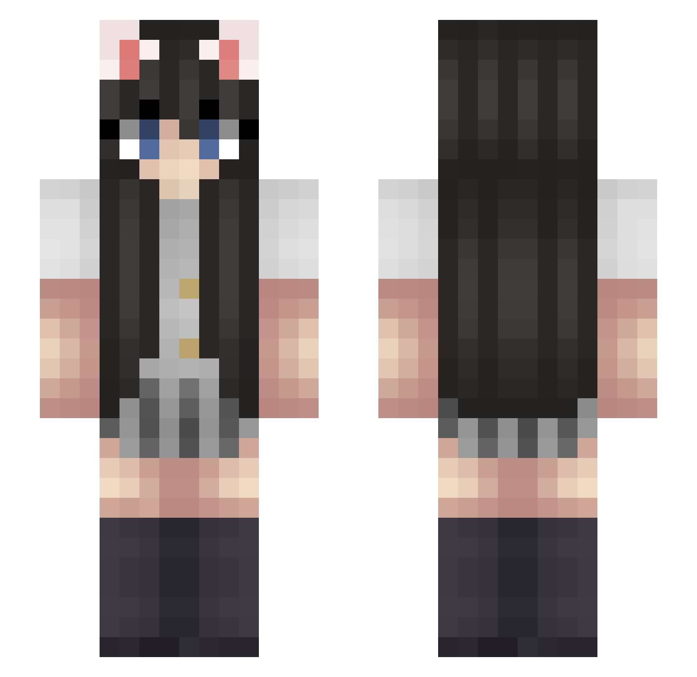 Yews Minecraft skin, front and back view