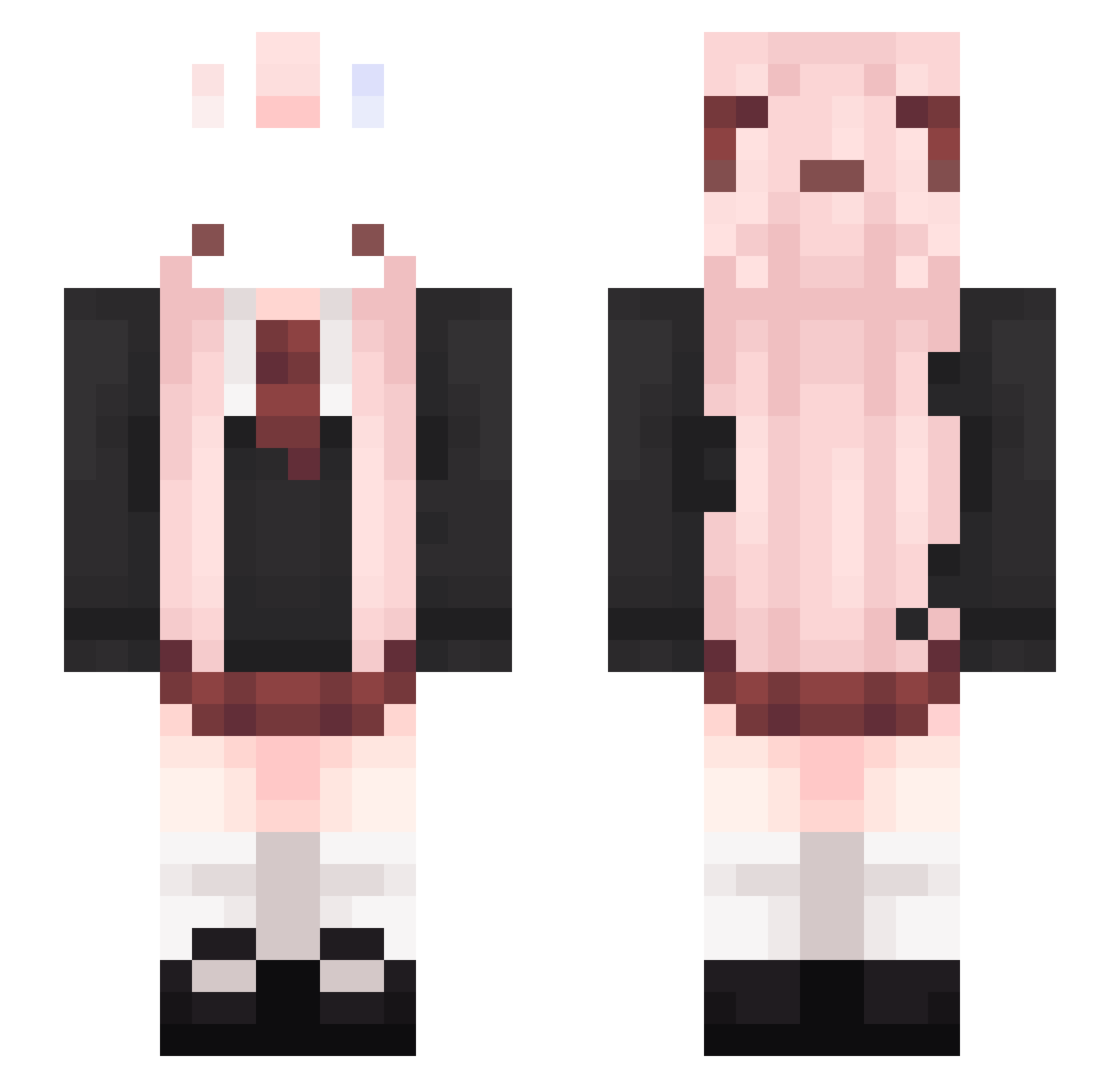 CrimsonFinch Minecraft skin, front and back view