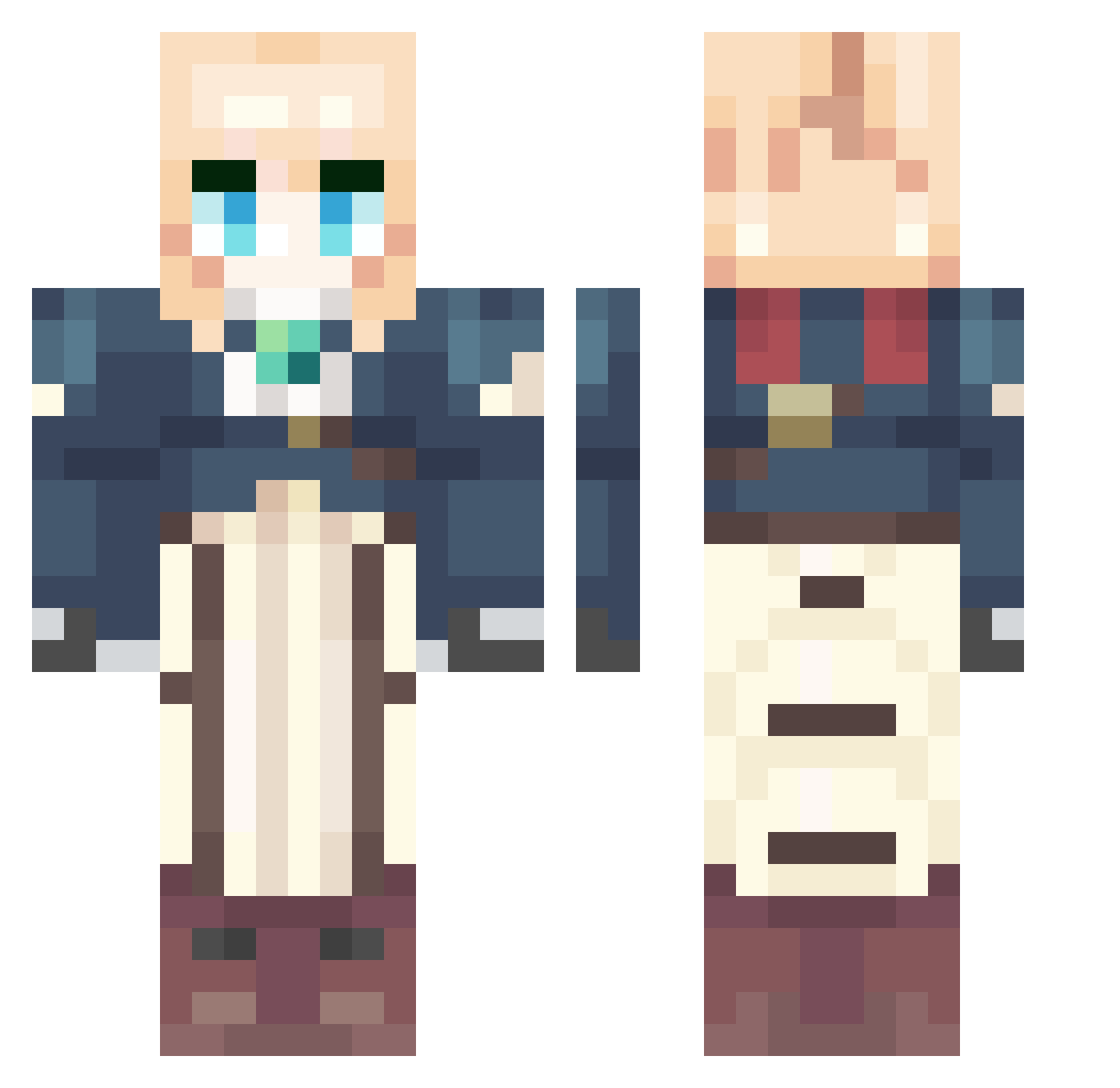 Larkspur Minecraft skin, front and back view