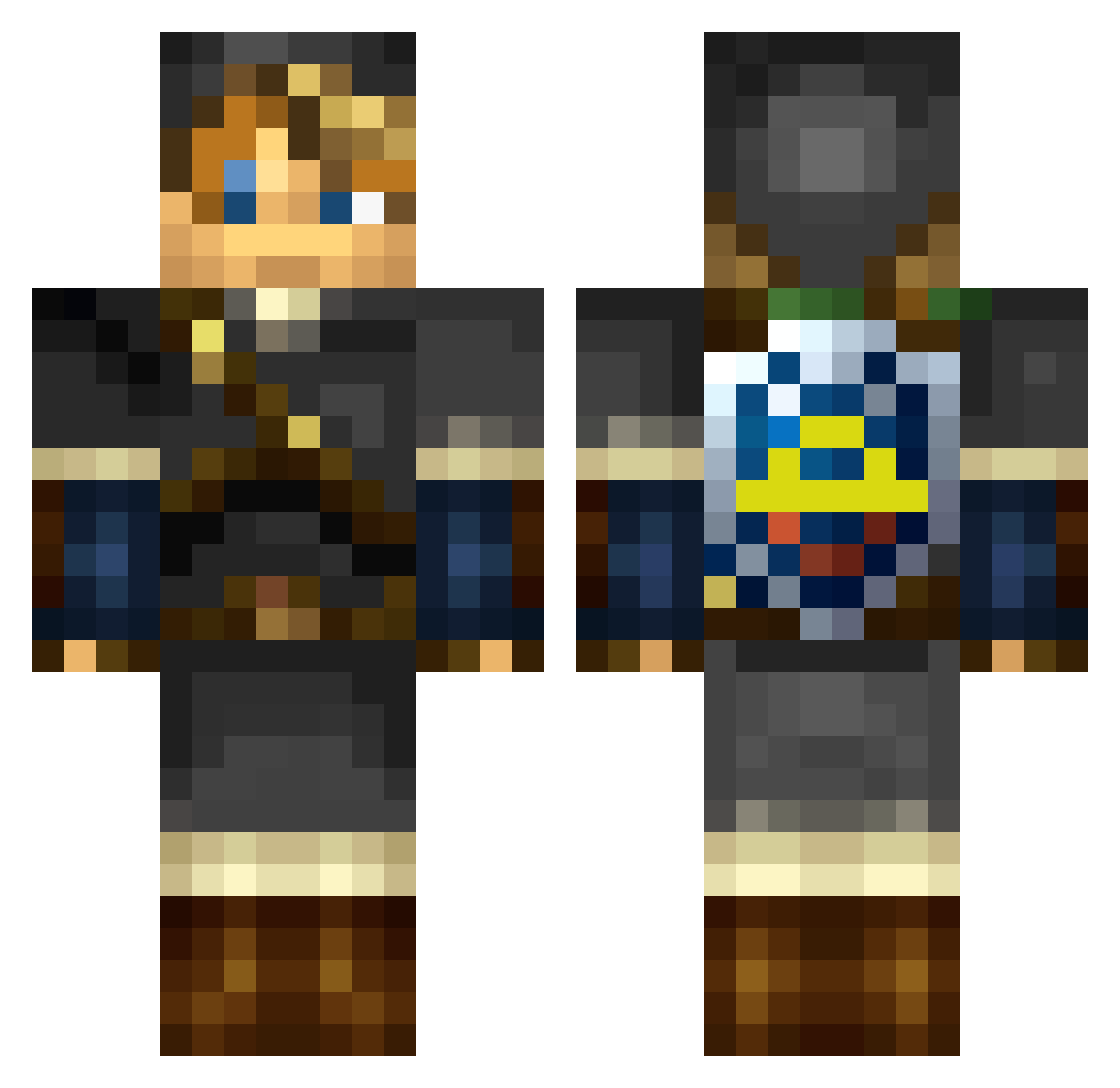 Chizard Minecraft skin, front and back view