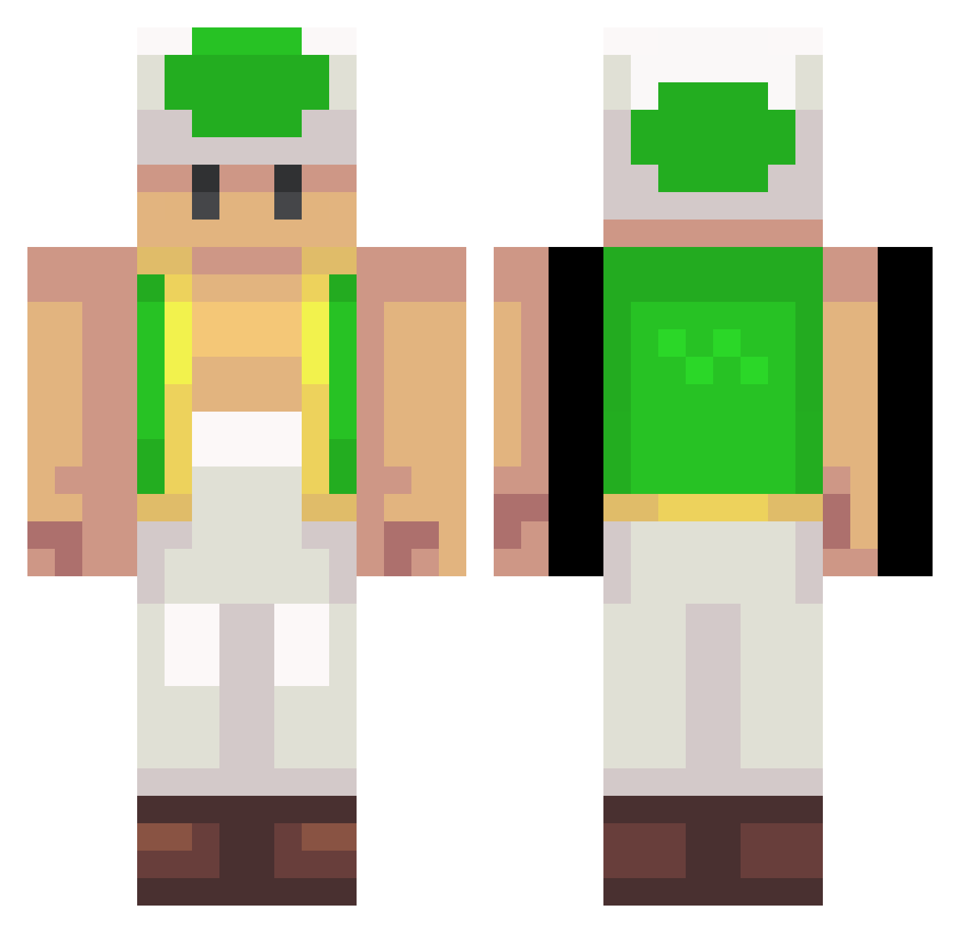Natshorts Minecraft skin, front and back view