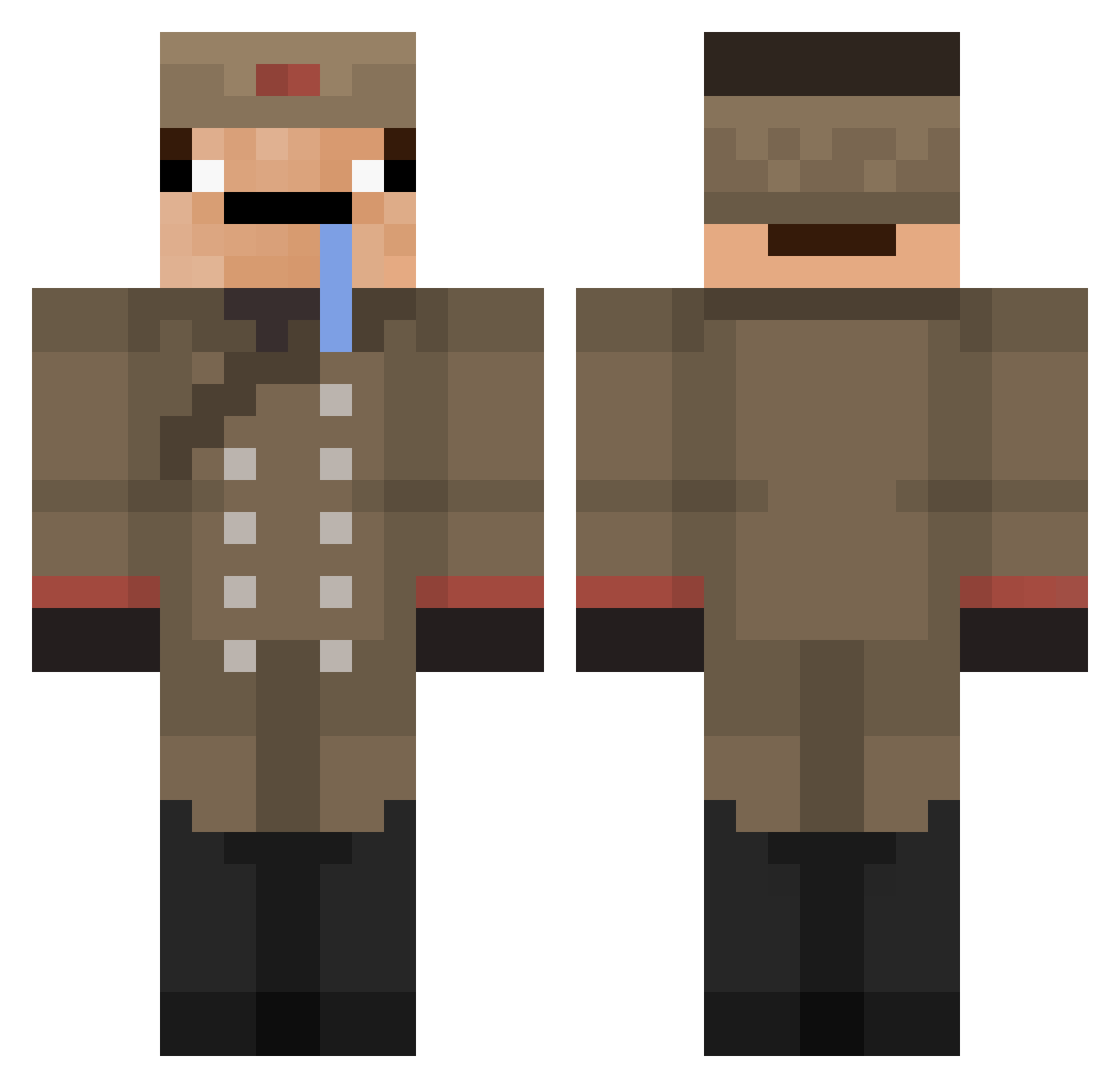 JakobTheFalcon Minecraft skin, front and back view