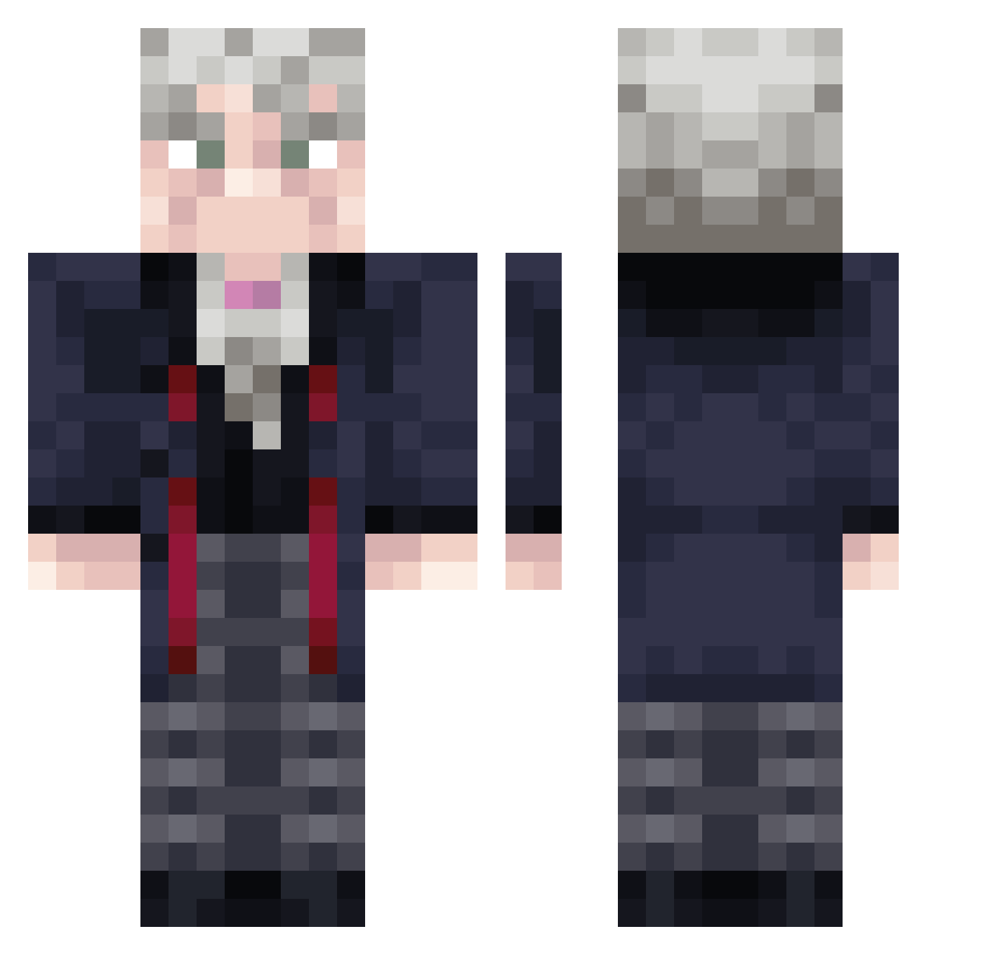 SrootG Minecraft skin, front and back view