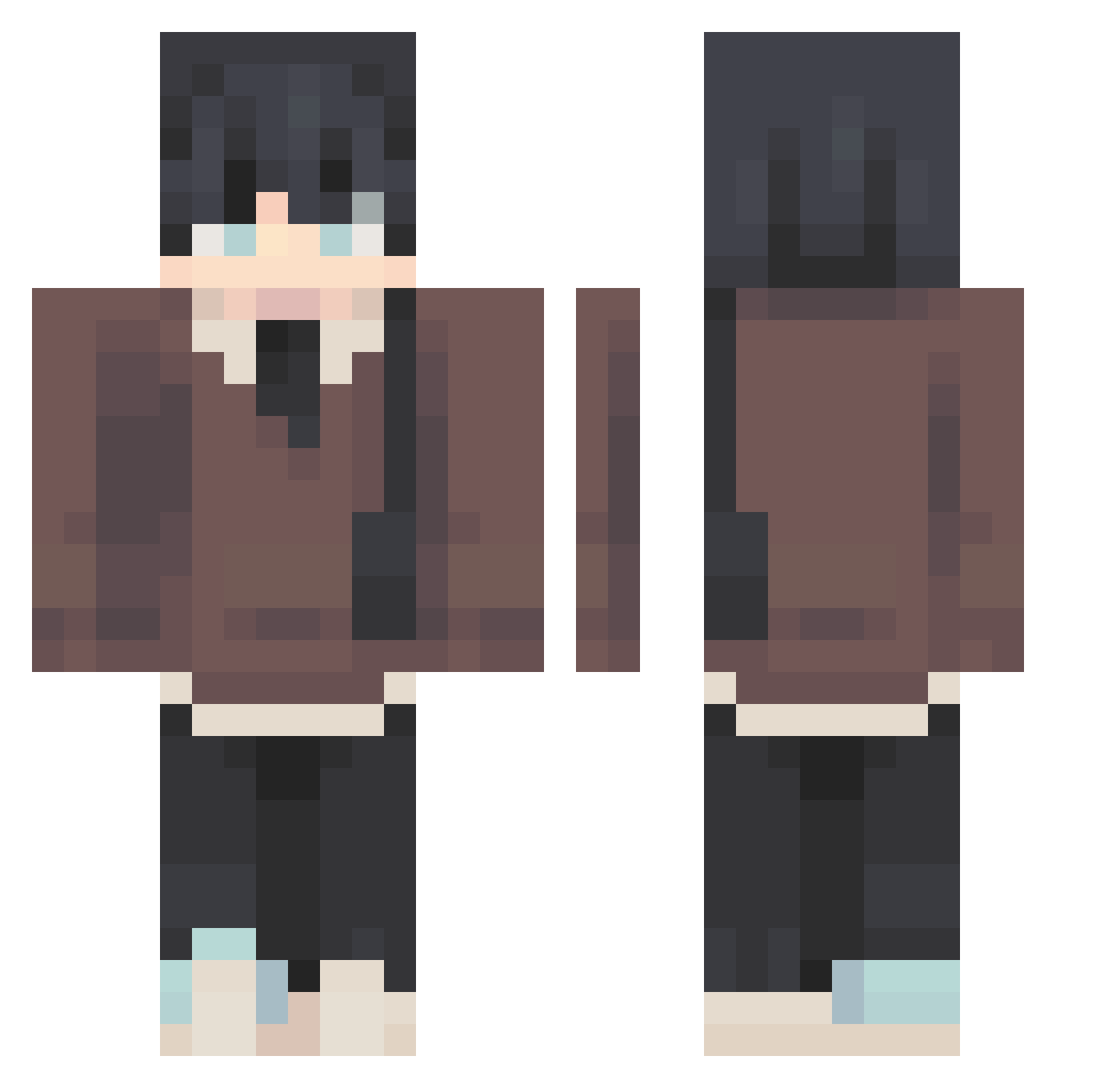Planetlight Minecraft skin, front and back view
