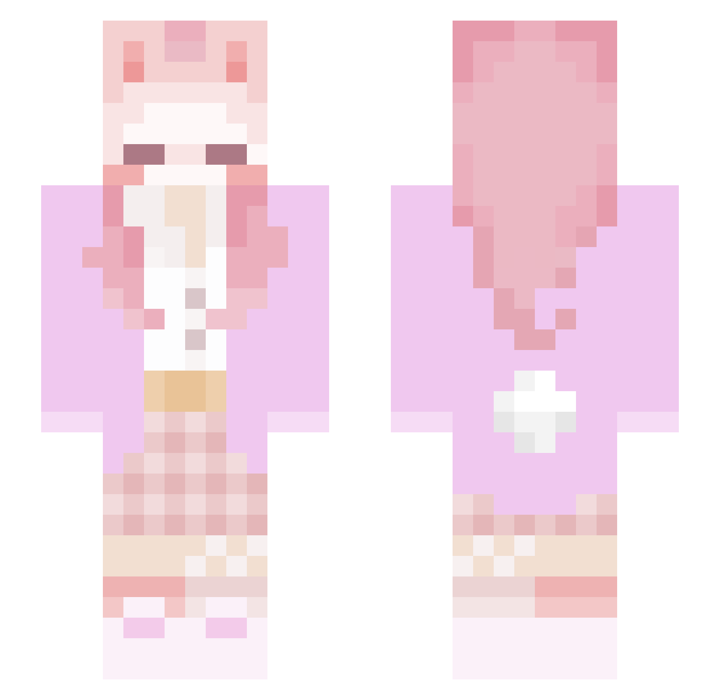 Bunnebabz Minecraft skin, front and back view