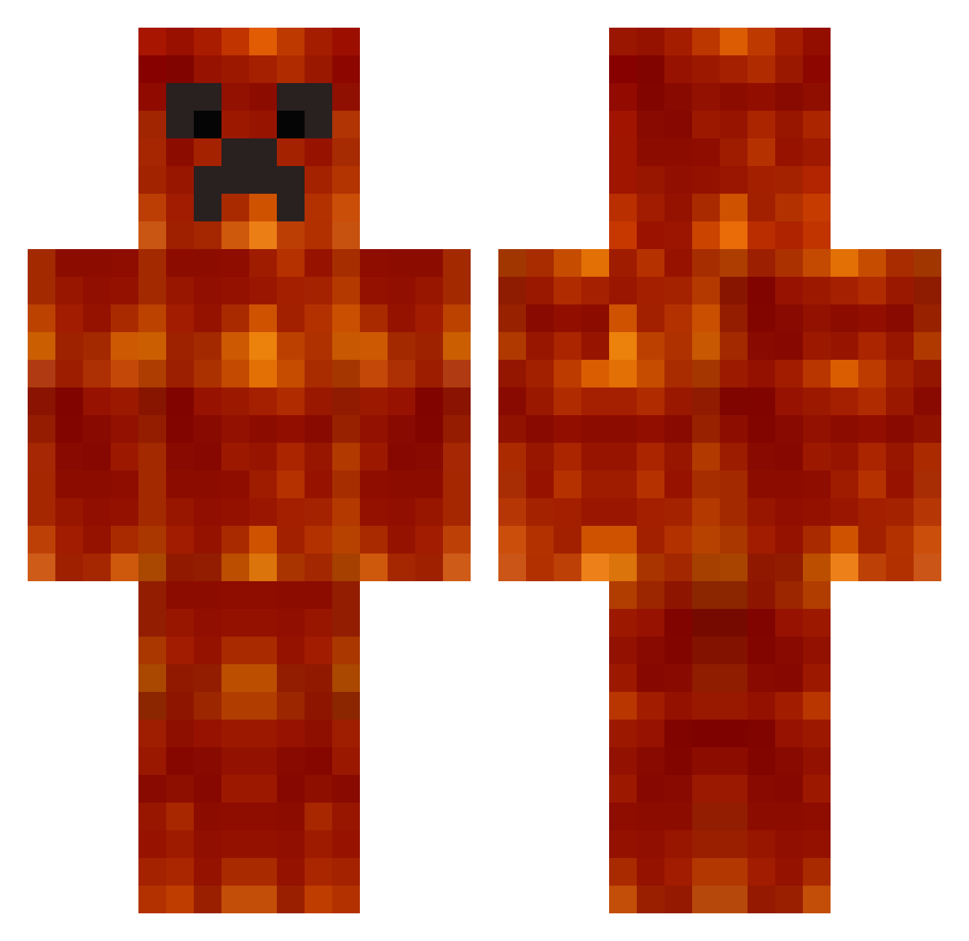 redcreeper666 Minecraft skin, front and back view