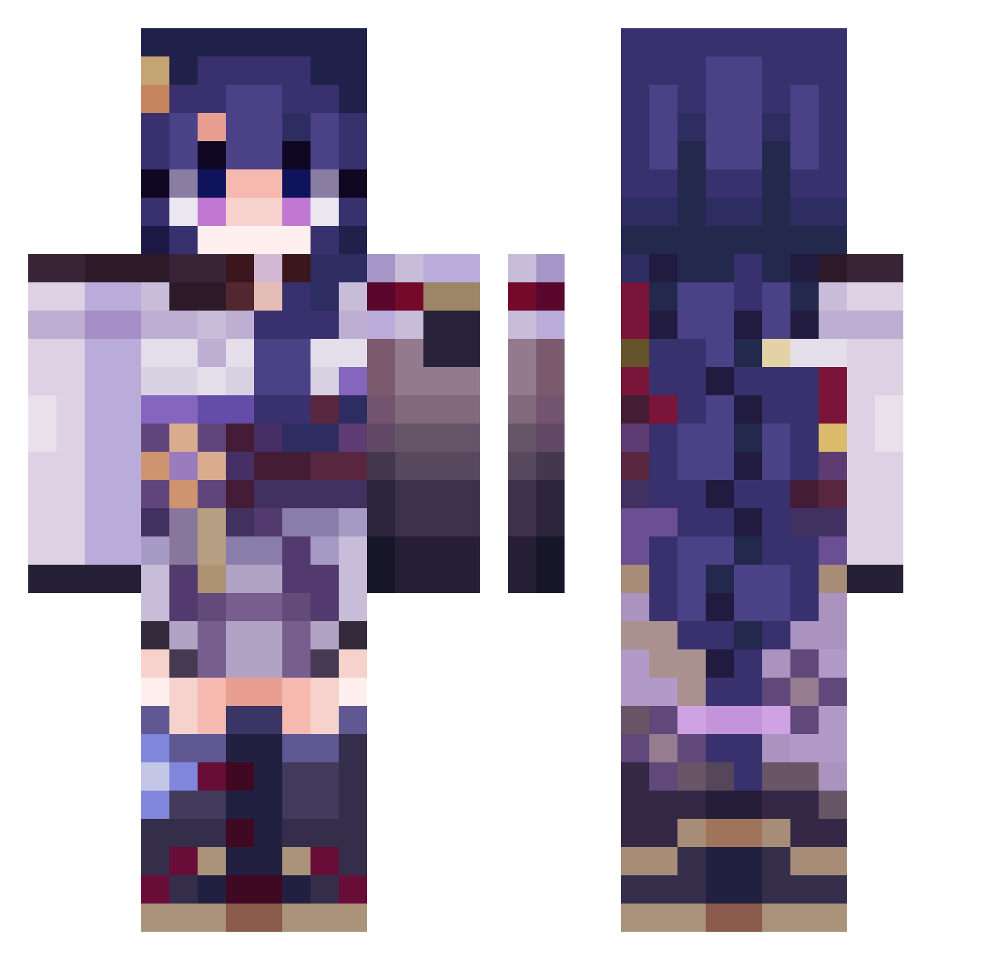 JustASlime1595 Minecraft skin, front and back view