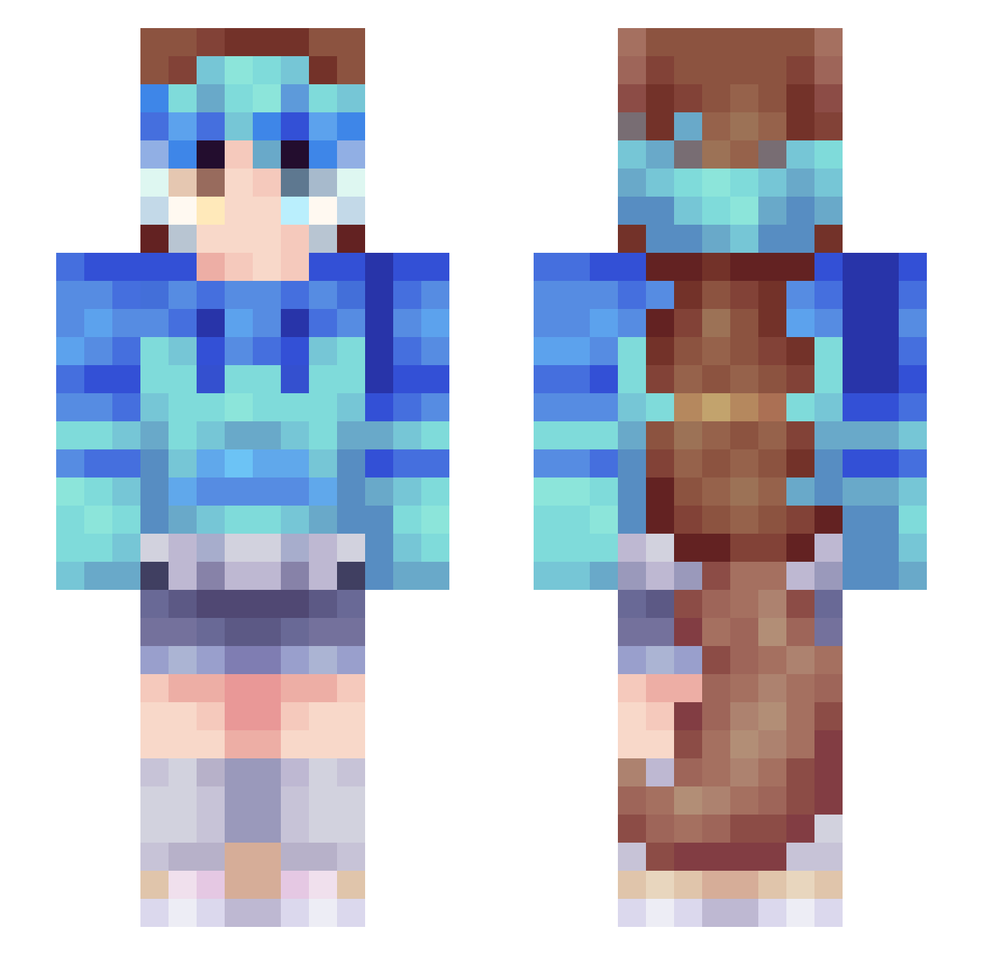 beachat Minecraft skin, front and back view