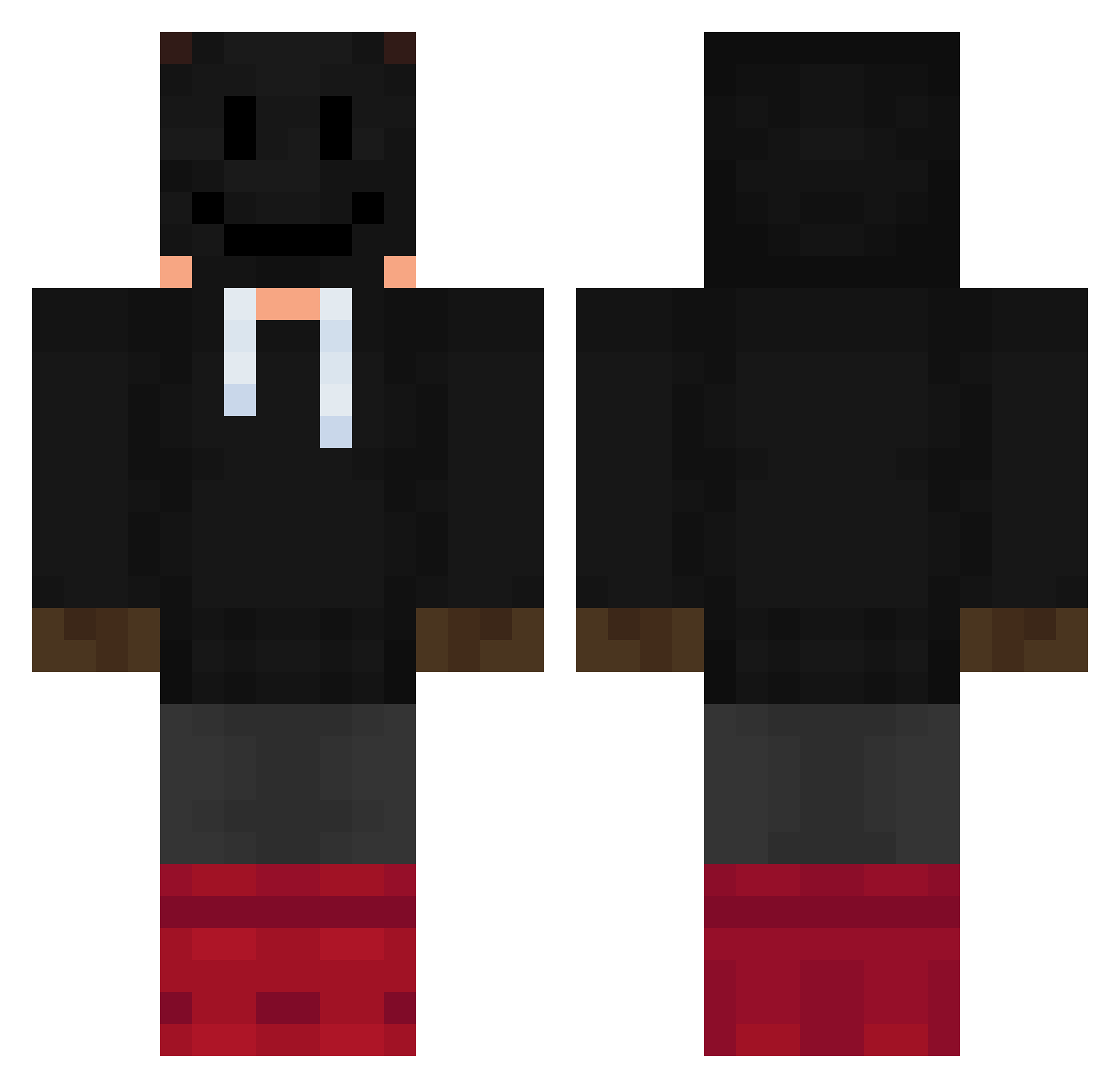 Qualaeckar Minecraft skin, front and back view