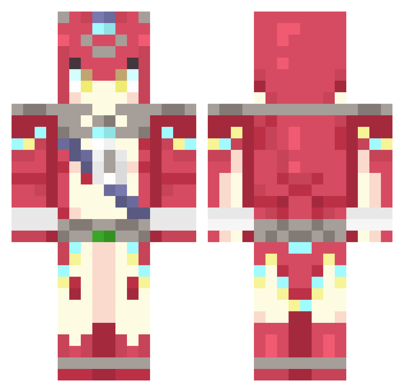 jvted Minecraft skin, front and back view