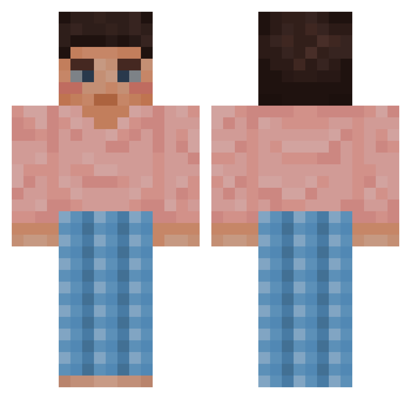 Percyqaz Minecraft skin, front and back view