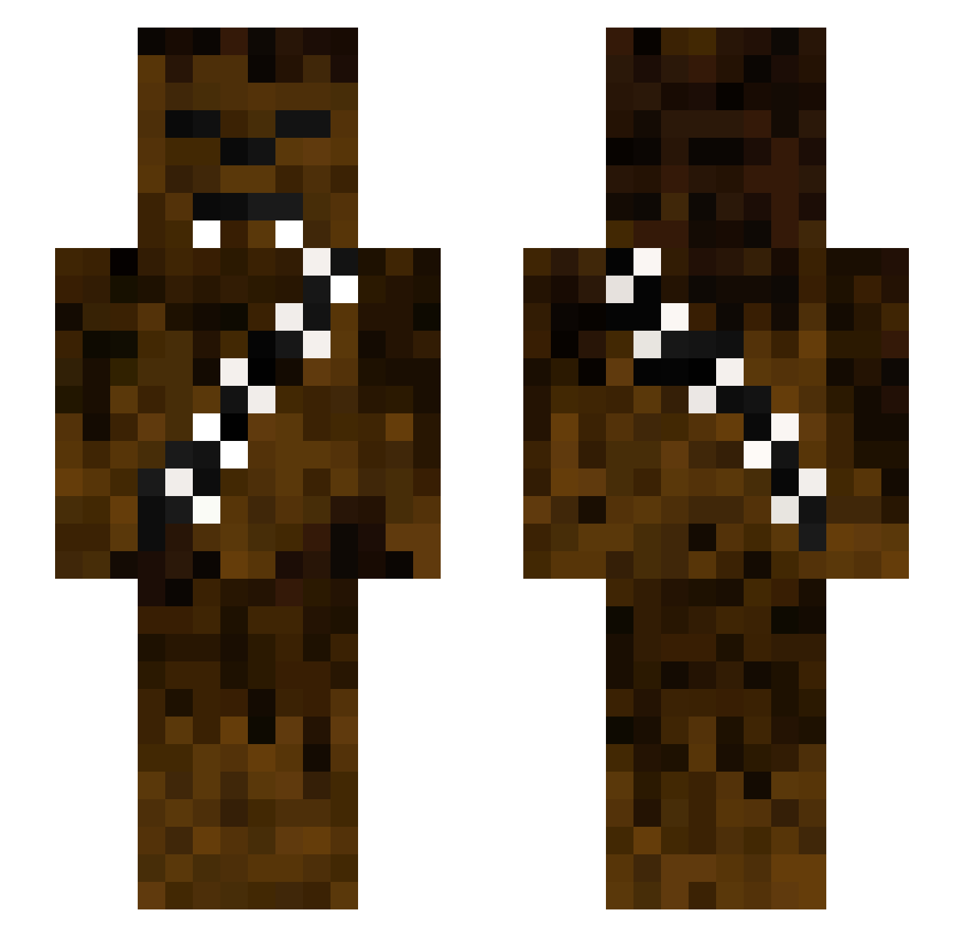 rebql Minecraft skin, front and back view