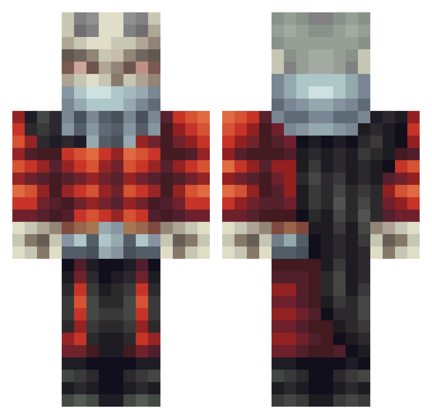 Rigbius Minecraft skin, front and back view