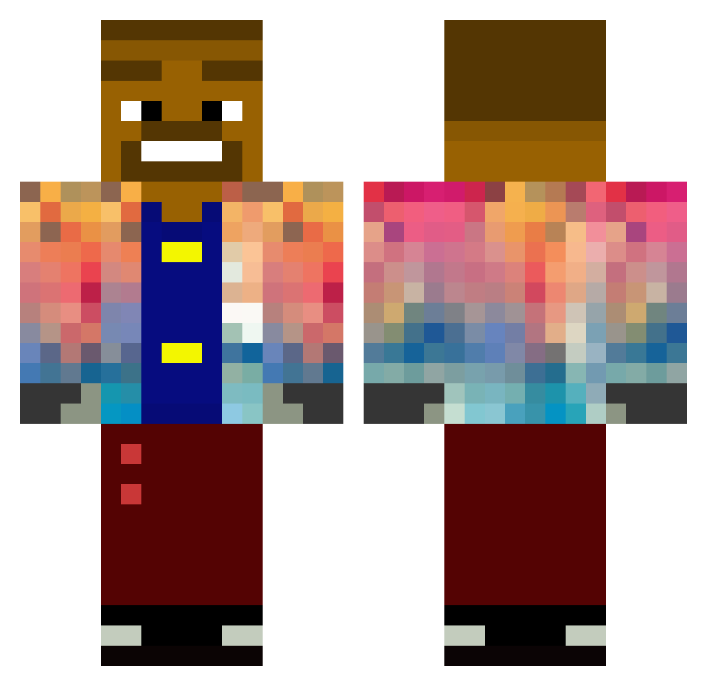 lsaacP Minecraft skin, front and back view