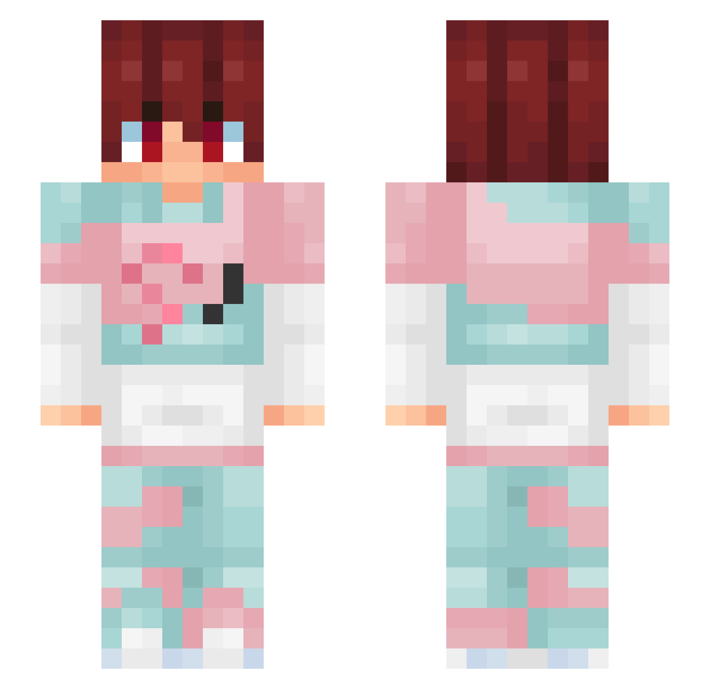b2v2 Minecraft skin, front and back view