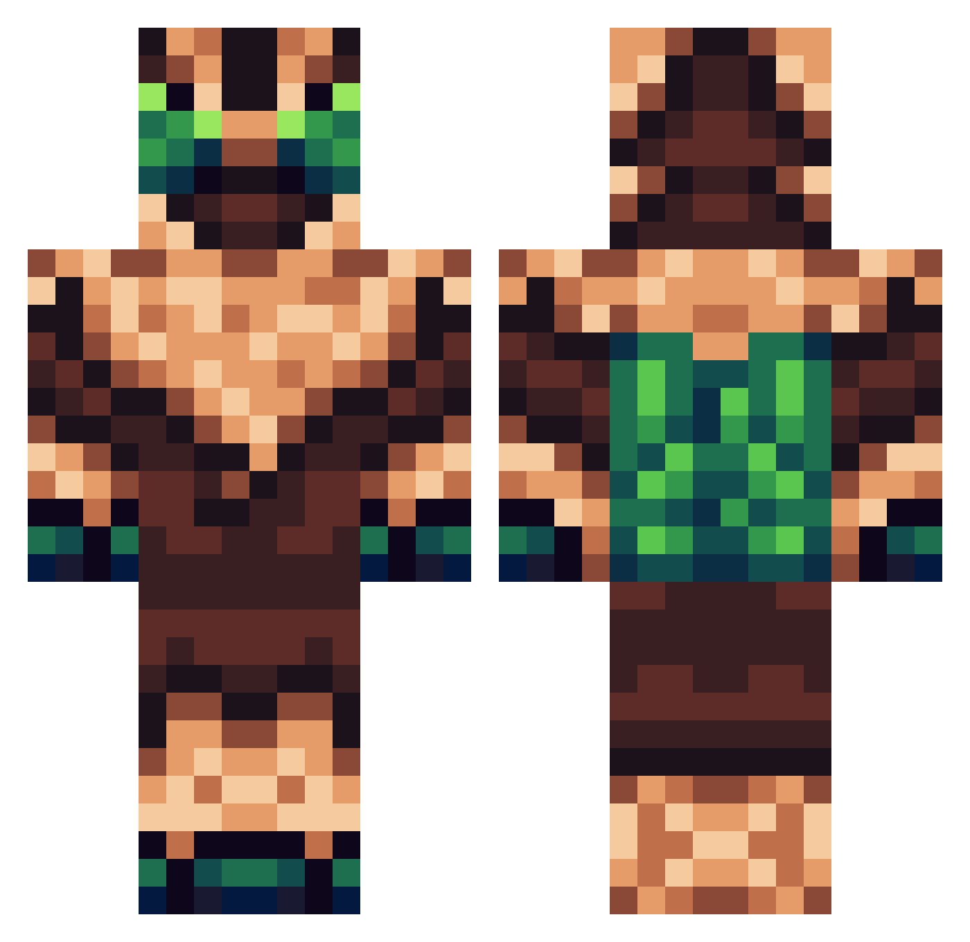 Attacus_Atlas Minecraft skin, front and back view