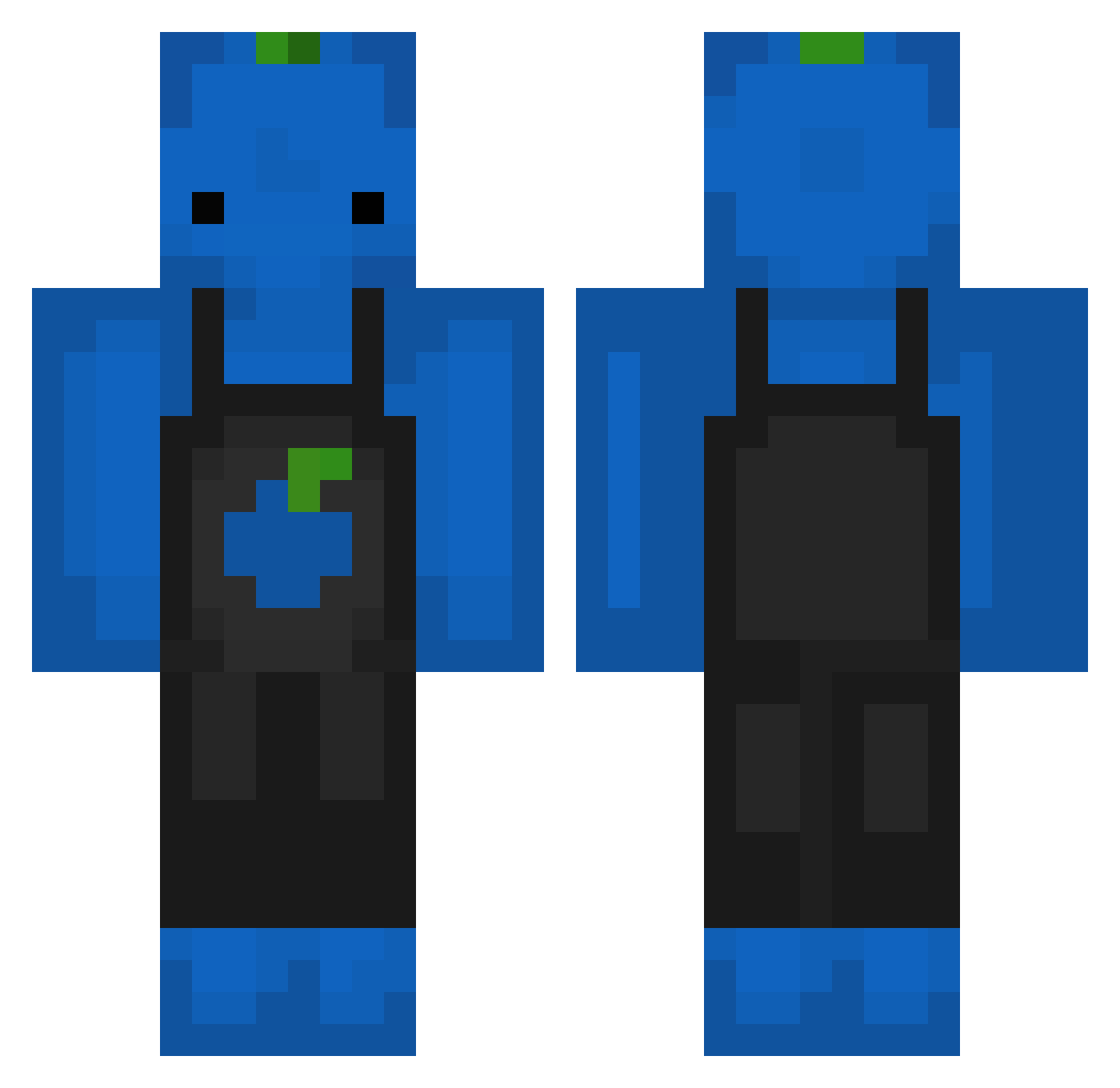 KingDumpsack Minecraft skin, front and back view