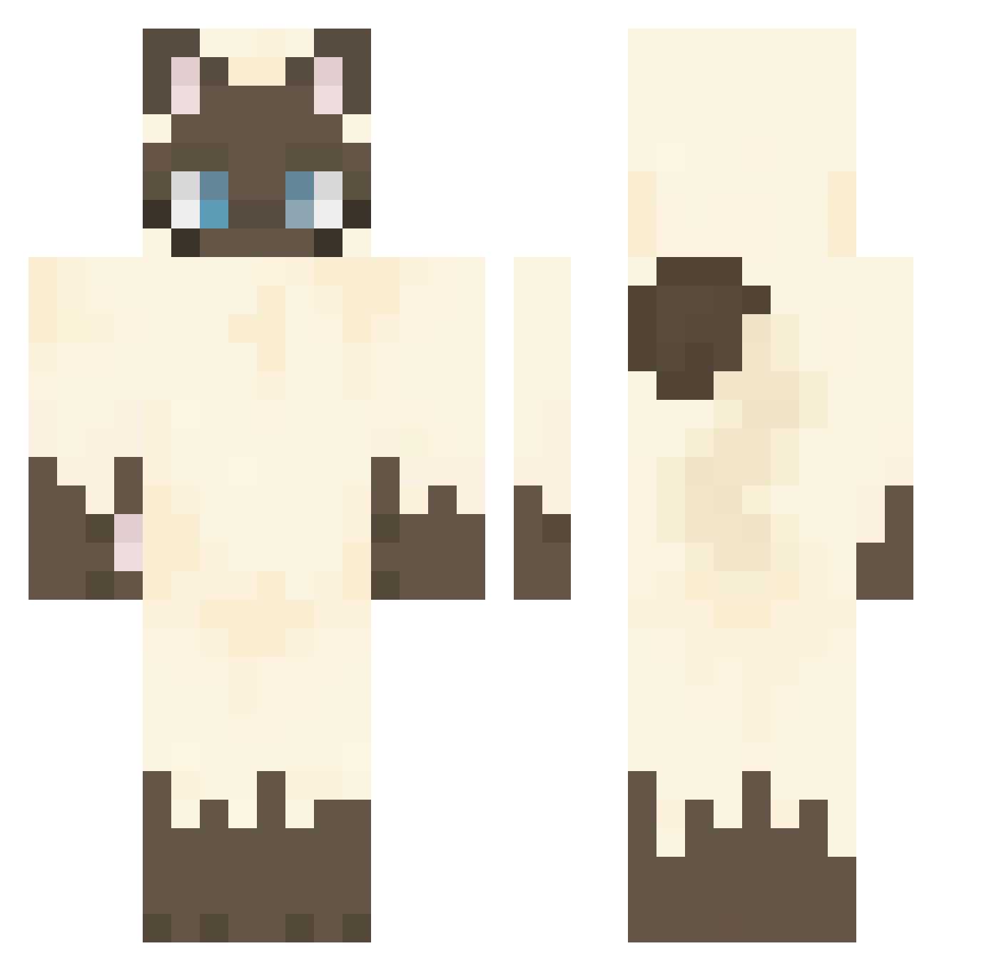 FlaccidTurkey Minecraft skin, front and back view