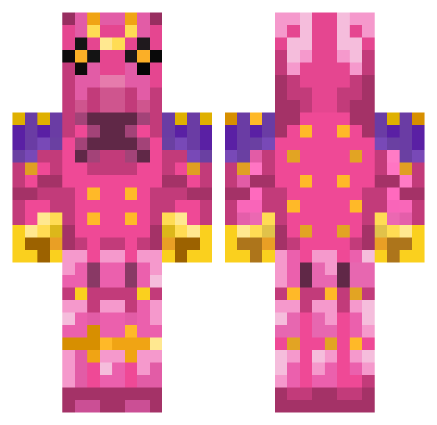 JoeyGilbert Minecraft skin, front and back view