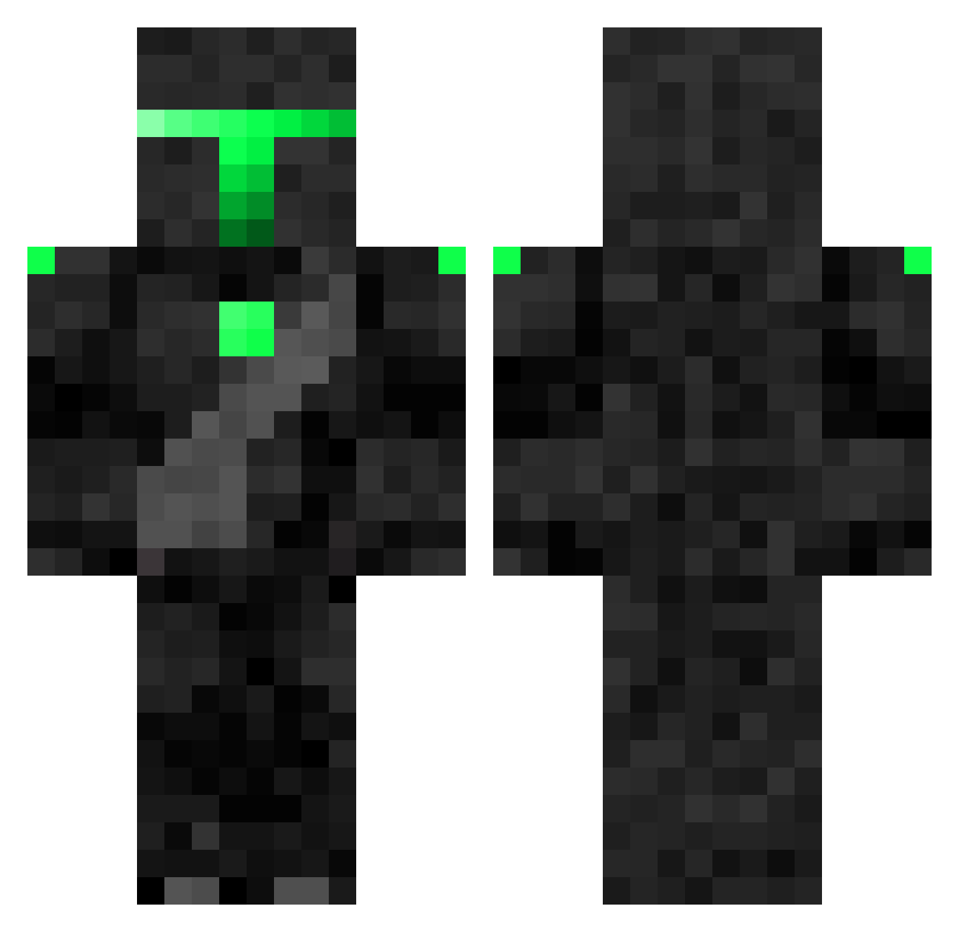 QuanticBonsai Minecraft skin, front and back view