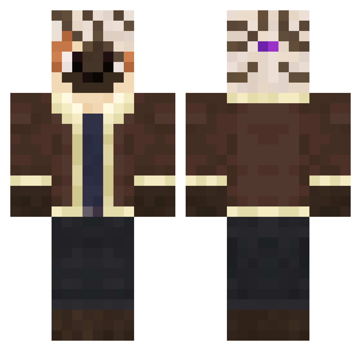 Sparkvee Minecraft skin, front and back view