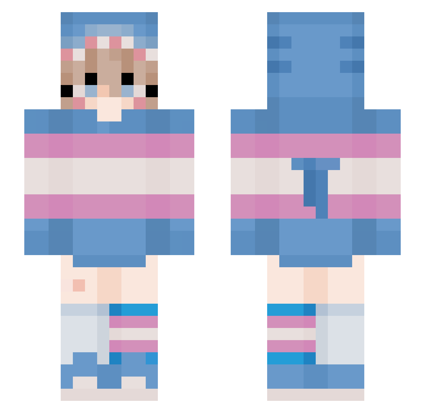 FemmeSophie Minecraft skin, front and back view