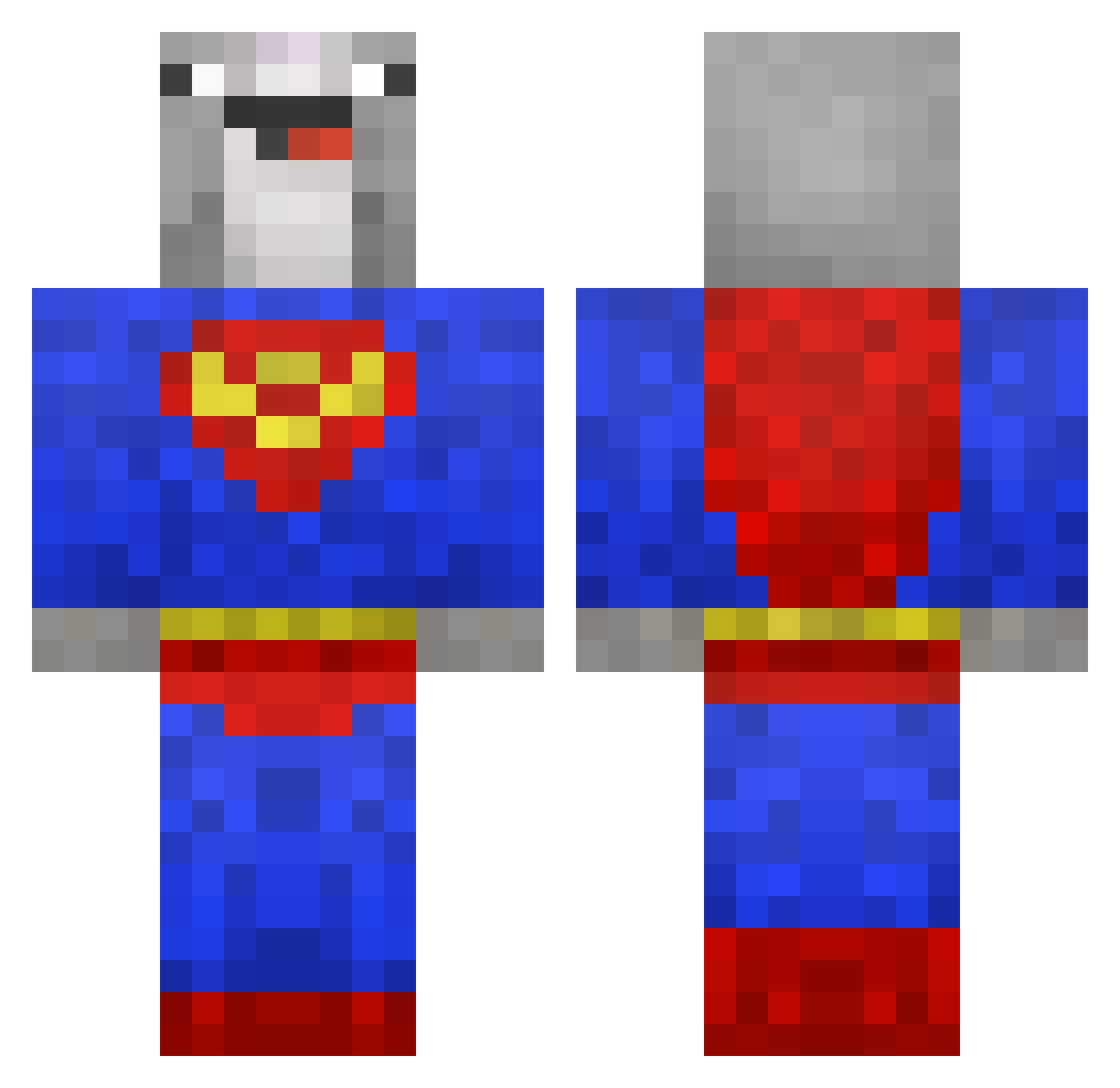 SuperWhaleBen Minecraft skin, front and back view
