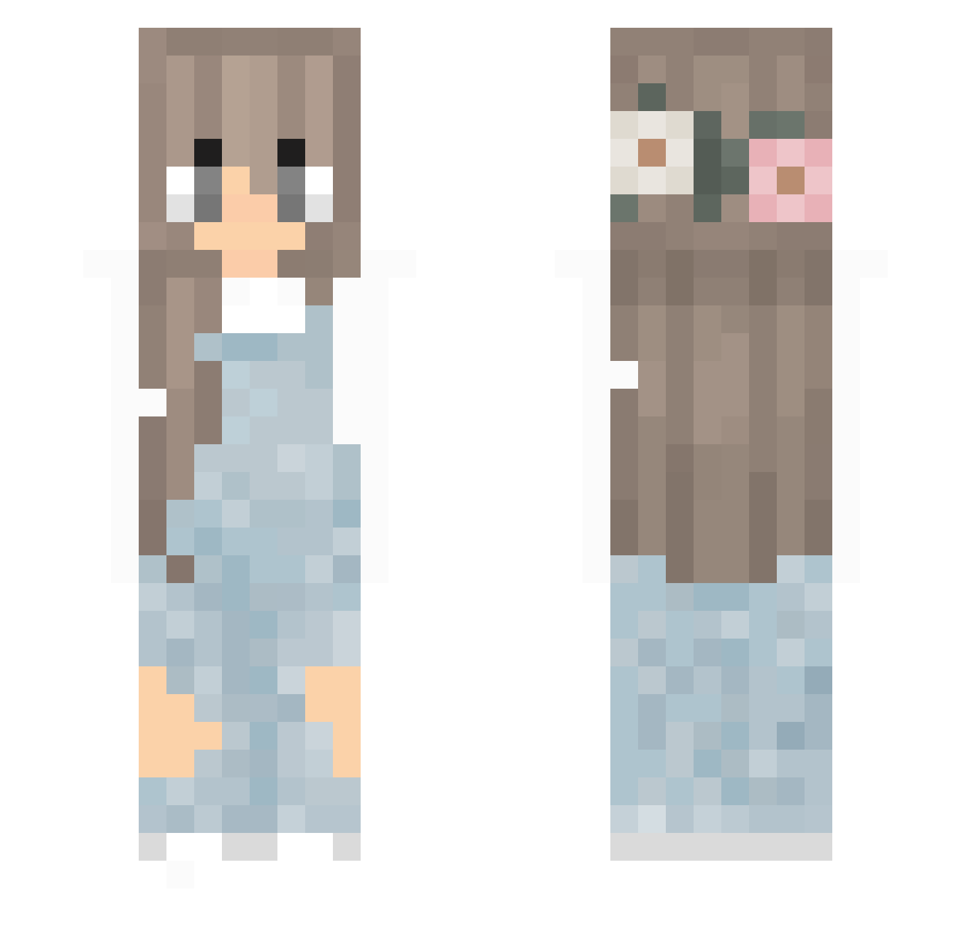 SunshineTime Minecraft skin, front and back view
