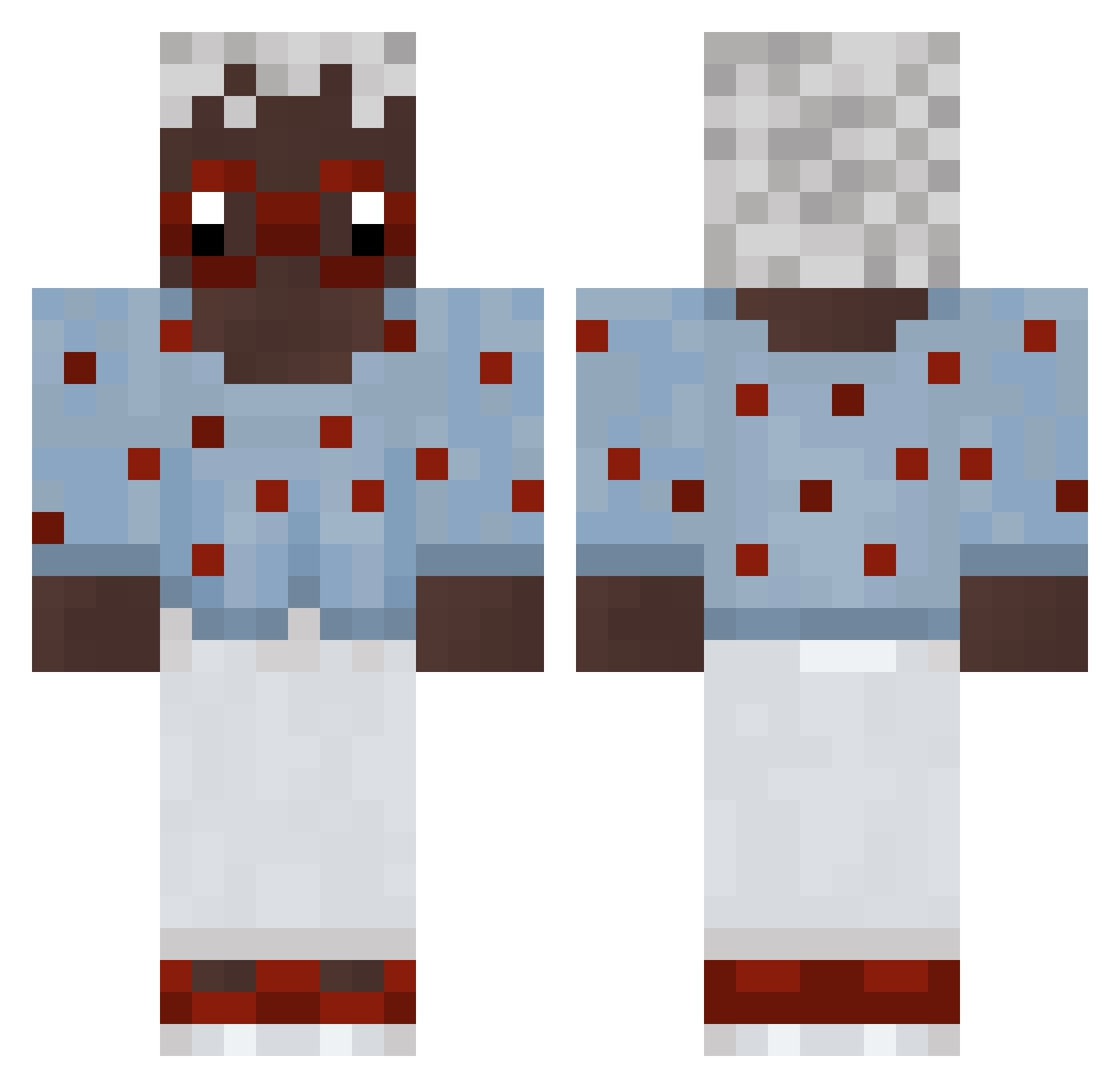 RHA Minecraft skin, front and back view