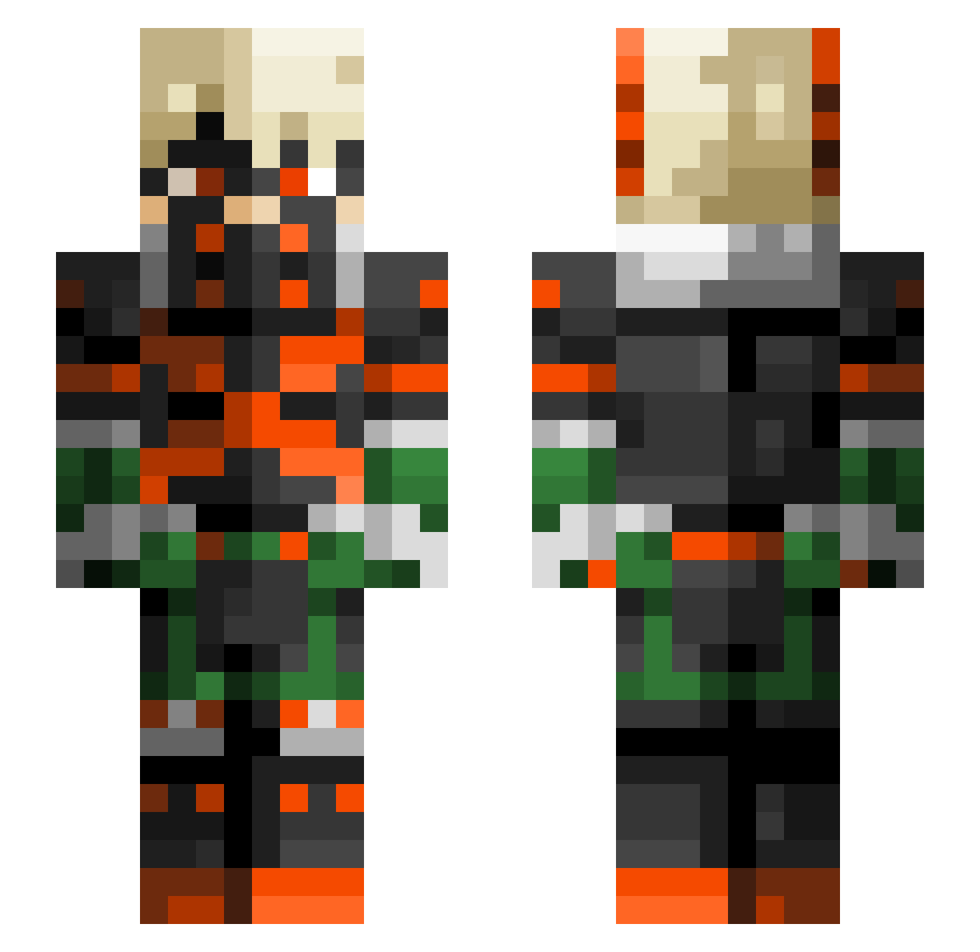 MirokH Minecraft skin, front and back view