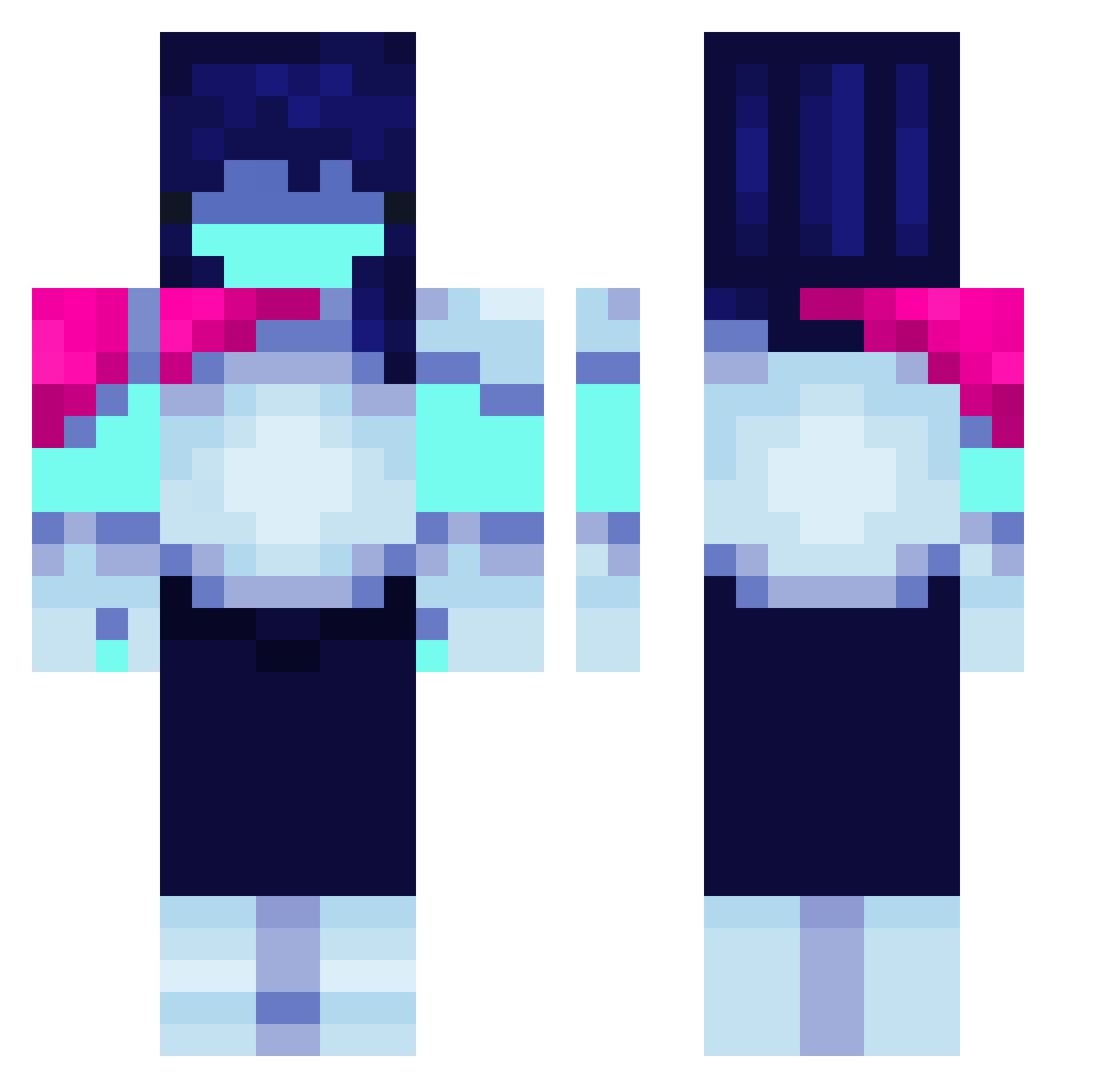 Yomsman Minecraft skin, front and back view